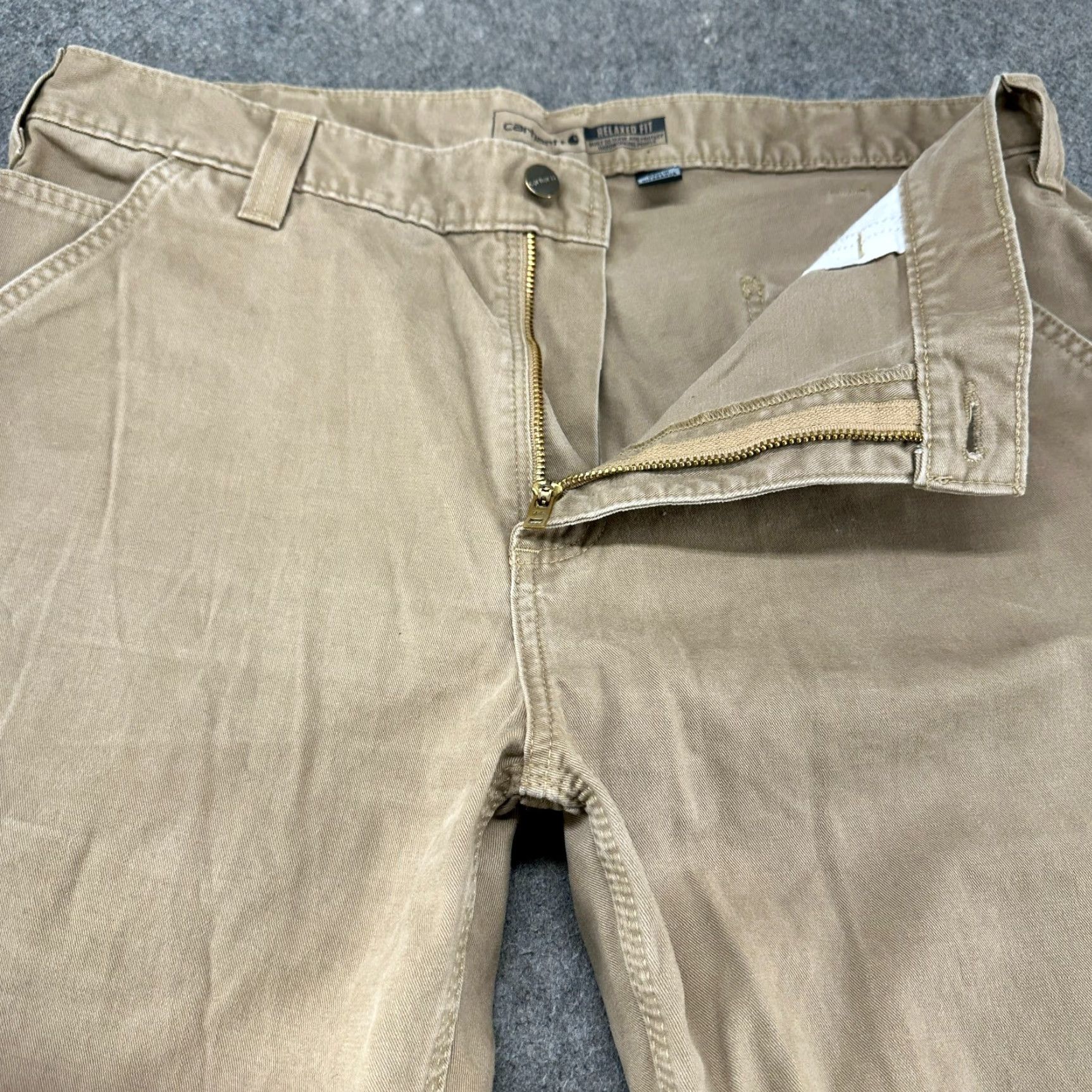 Carhartt Carhartt Pants Men 38x30 Brown Tan Carpenter Straight Relaxed Cotton Rugged Flex Workwear Casual 5-Pocket Solid Logo Zipper Button Inseam 30 in Size US 38 / EU 54 - 2 Thumbnail
