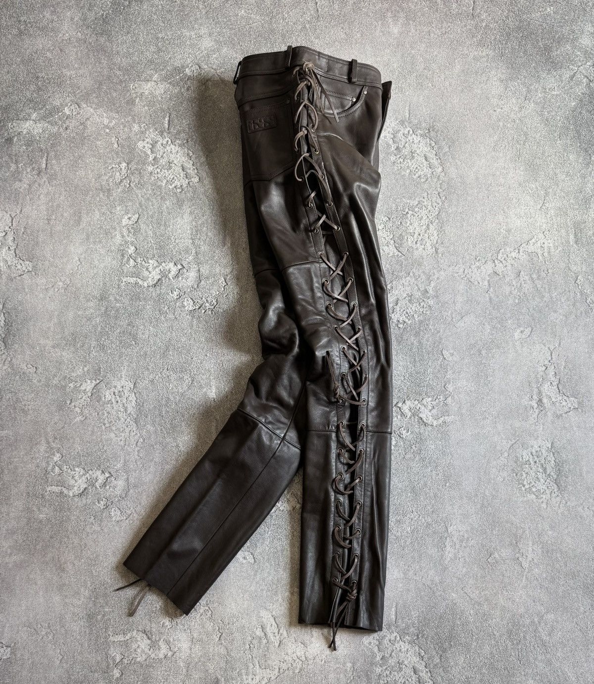 Designer IXS 38size brown leather motorcycle biker pants trousers y2k Size 26" / US 2 / IT 38 - 1 Thumbnail