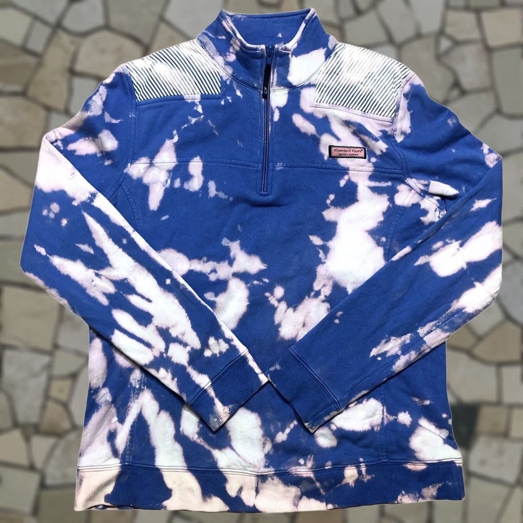 Vineyard Vines Vineyard Vines Womens Medium Tie Dye Sweatshirt Blue 1/4 Zip L/S Casual Pullover Preppy Whale Classic Size M / US 6-8 / IT 42-44 - 1 Thumbnail