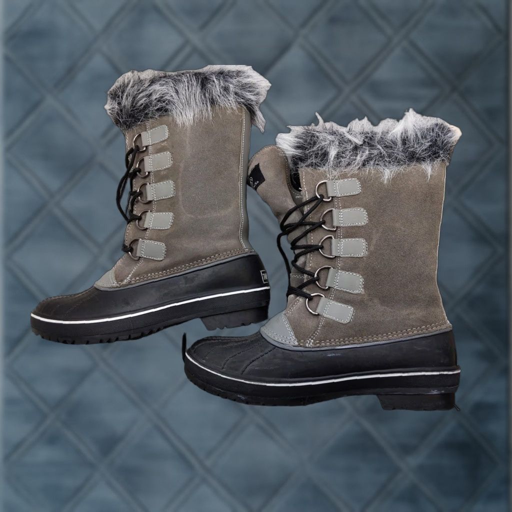 Vintage Tamarack Snow Boot Womens Size 10 Gray Suede Faux Fur Lace Up Mid Calf Winter Outdoor Size US 10 / IT 40 - 1 Thumbnail