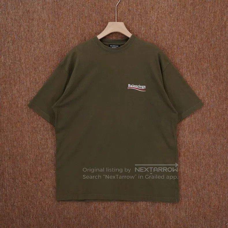 Balenciaga Balenciaga Washed Green Cola Embroidered Short Sleeve T-Sh Size US L / EU 52-54 / 3 - 1 Thumbnail