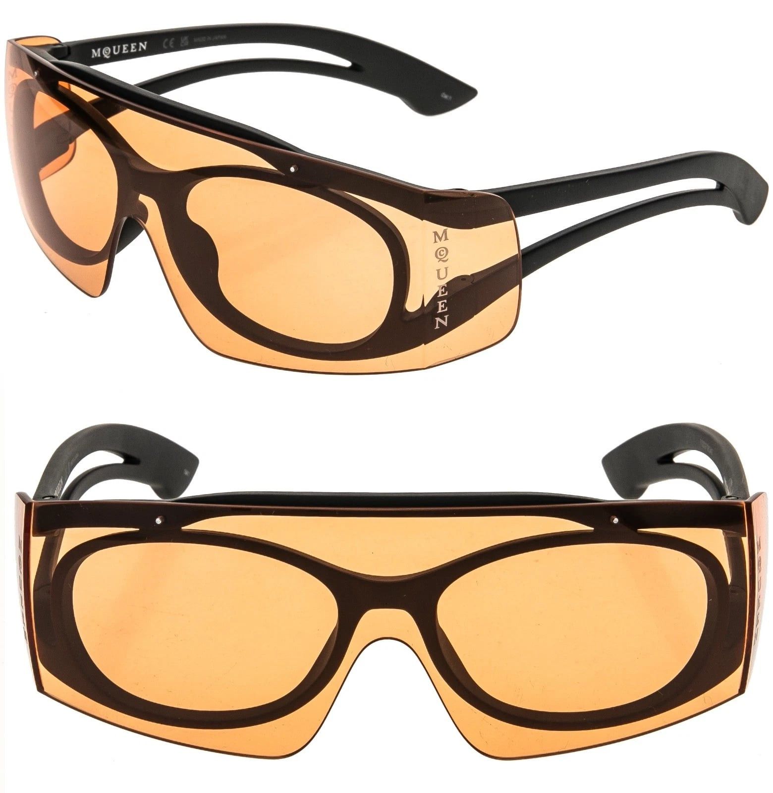 Alexander McQueen ALEXANDER MCQUEEN AM0489S 0489 Black Orange Mask Fashion 003 Size ONE SIZE - 1 Thumbnail