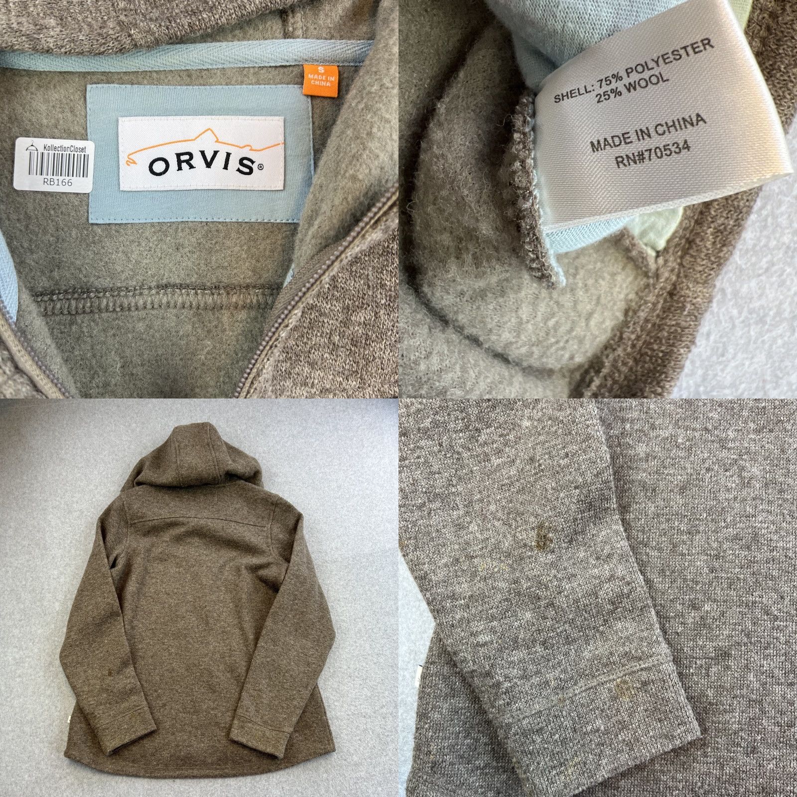 Orvis Orvis Jacket Womens Small Brown Full Zip Fleece Hooded Wool Blend Sweater Size S / US 4 / IT 40 - 8 Thumbnail