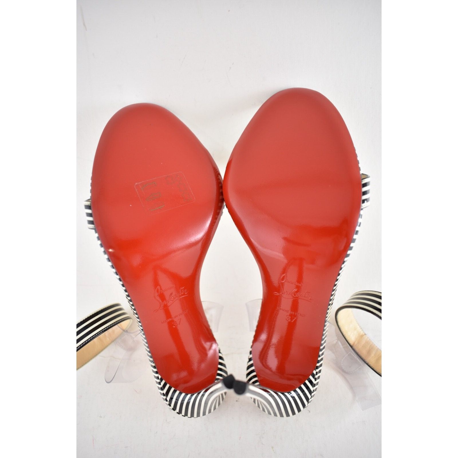 Christian Louboutin Christian Louboutin Jonatina 100 Black White Stripes Patent Size US 7 / IT 37 - 12 Thumbnail