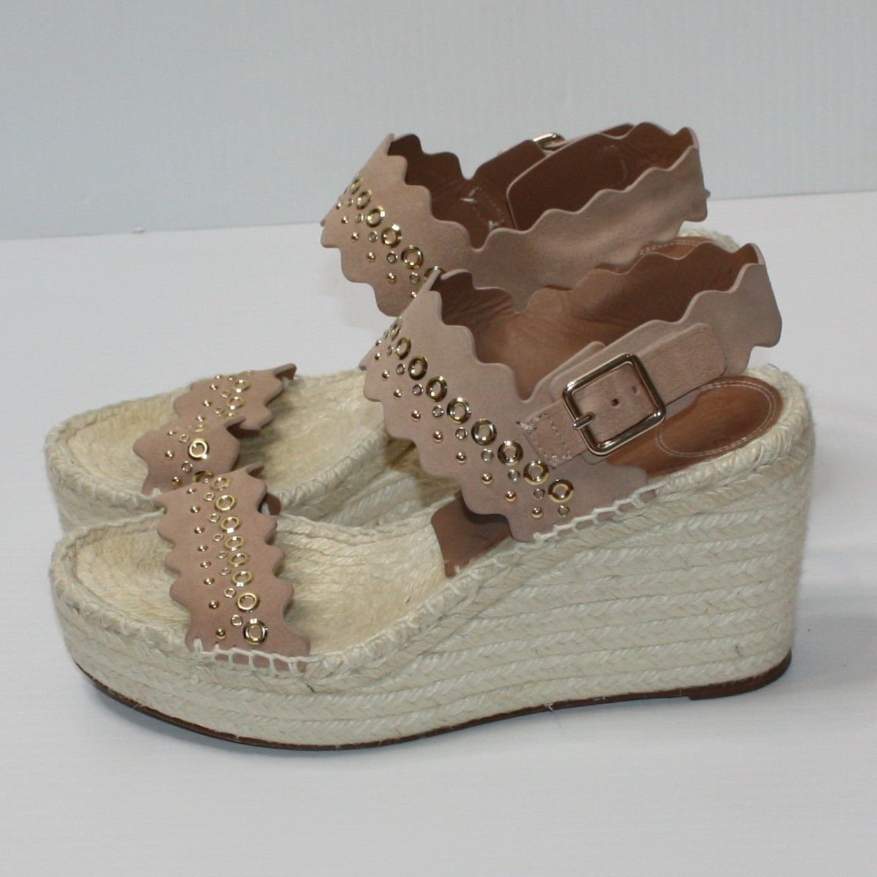 Chloe Grommet Suede Wedges Sandals Espadrilles size EU 40 / US 10 Size US 10 / IT 40 - 4 Thumbnail