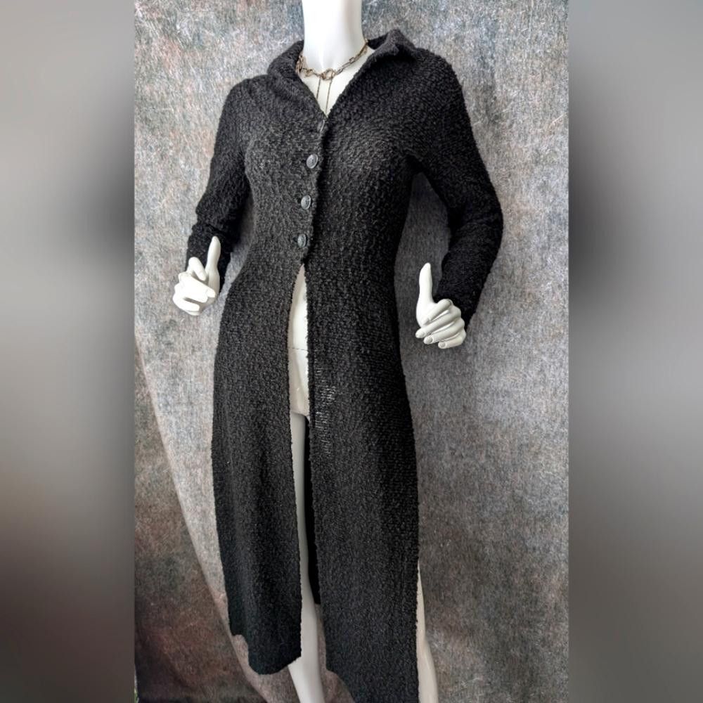 Designer Y2K 2000s Luly K Wool Blend Textured Long Cardigan Size S / US 4 / IT 40 - 1 Thumbnail