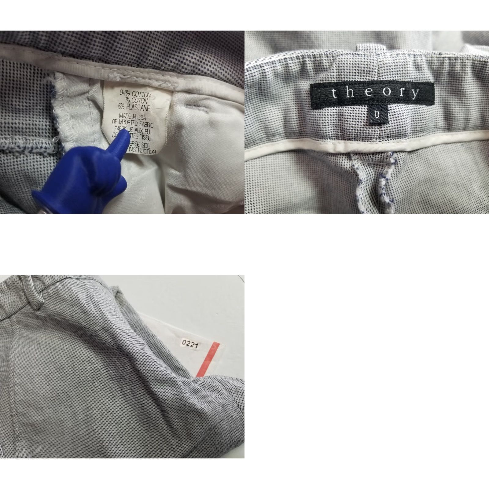 Theory Theory Gray Women Pants Chino Slacks Size 0 Career Wear Low Mid Rise Straight Leg Women Size 25" / US 0 / IT 36 - 8 Thumbnail