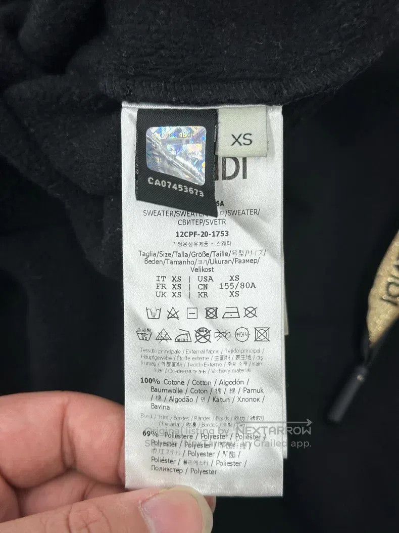 Fendi Fendi Black Embroidered Letter Logo Ribbon Sweatshirt Size XS / US 0-2 / IT 36-38 - 4 Thumbnail
