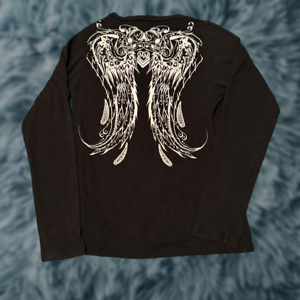 Metal Mulisha VINTAGE Metal Mulisha Skull Wings Grunge Punk Longsleeve Shirt Womens M Black Size M / US 6-8 / IT 42-44 - 1 Thumbnail