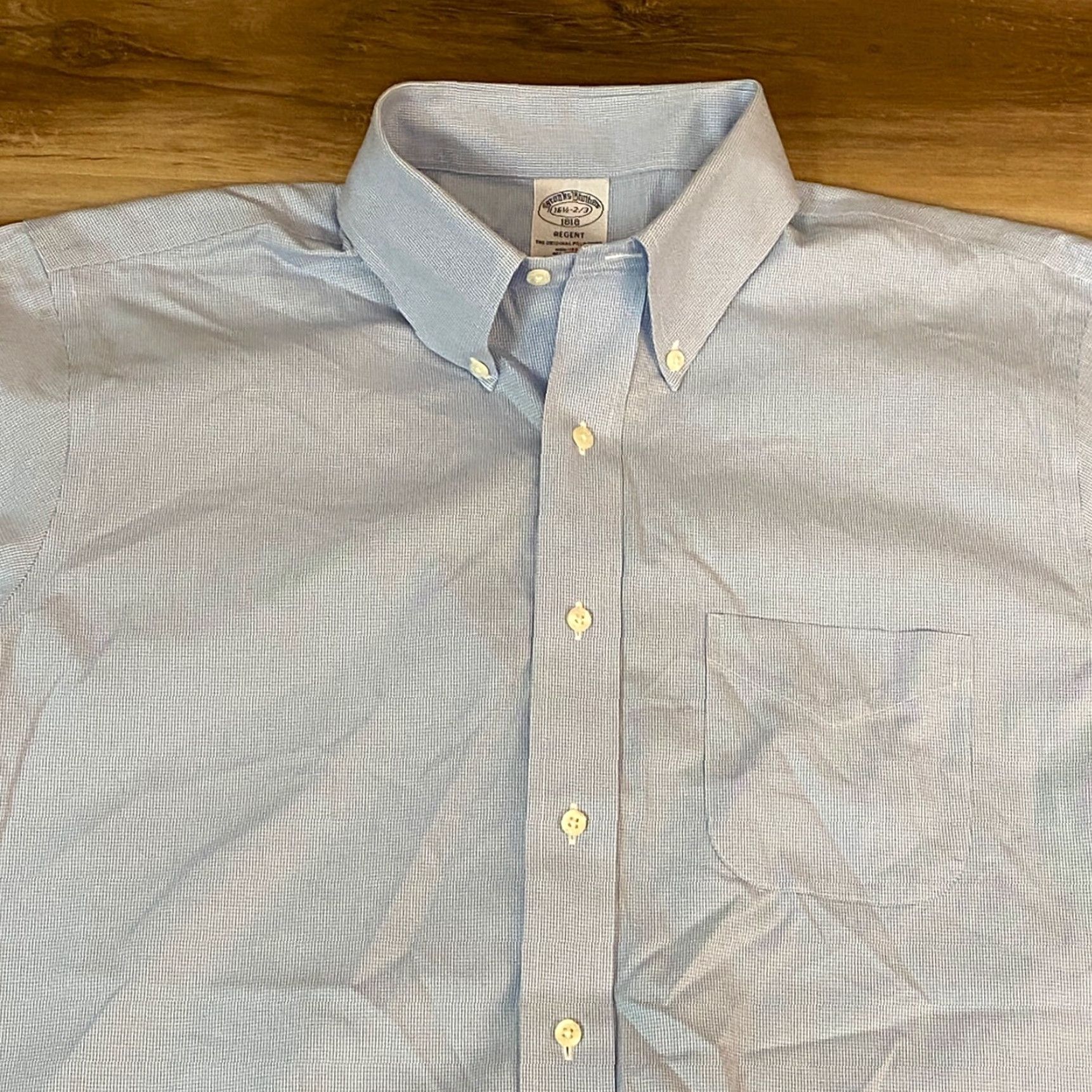 Brooks Brothers Brooks Brothers Shirt Mens 16.5 Regent Blue Herringbone Button Down Dress Shirt Lat 16.5 Mens Blue Brooks Brothers Shirt Size US XL / EU 56 / 4 - 2 Thumbnail