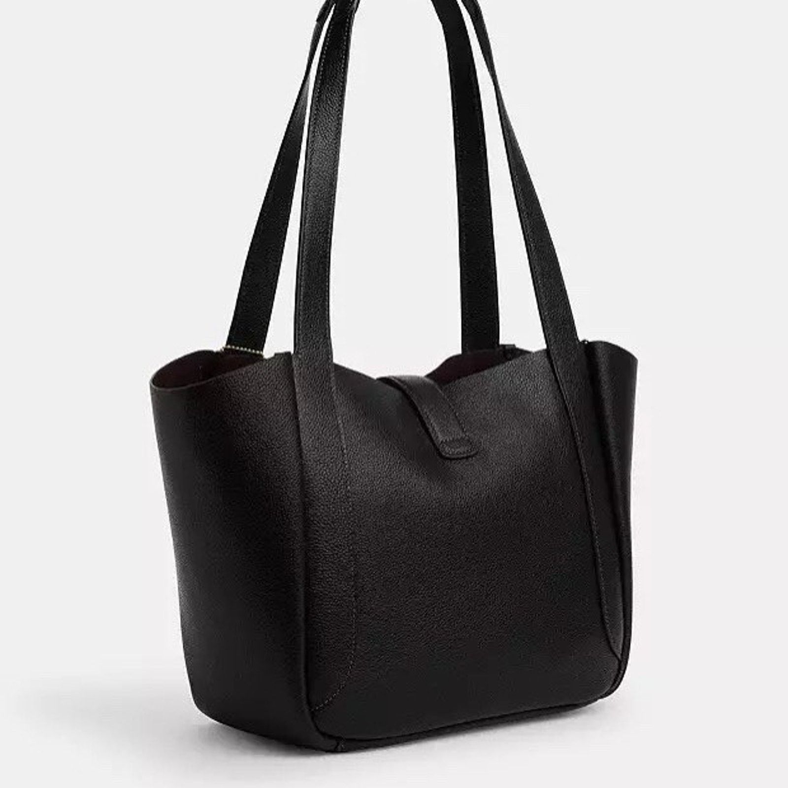 Coach NWT COACH Hadley Turnlock Tote Bag Leather Gold/Black CAL17 Size ONE SIZE - 7 Thumbnail