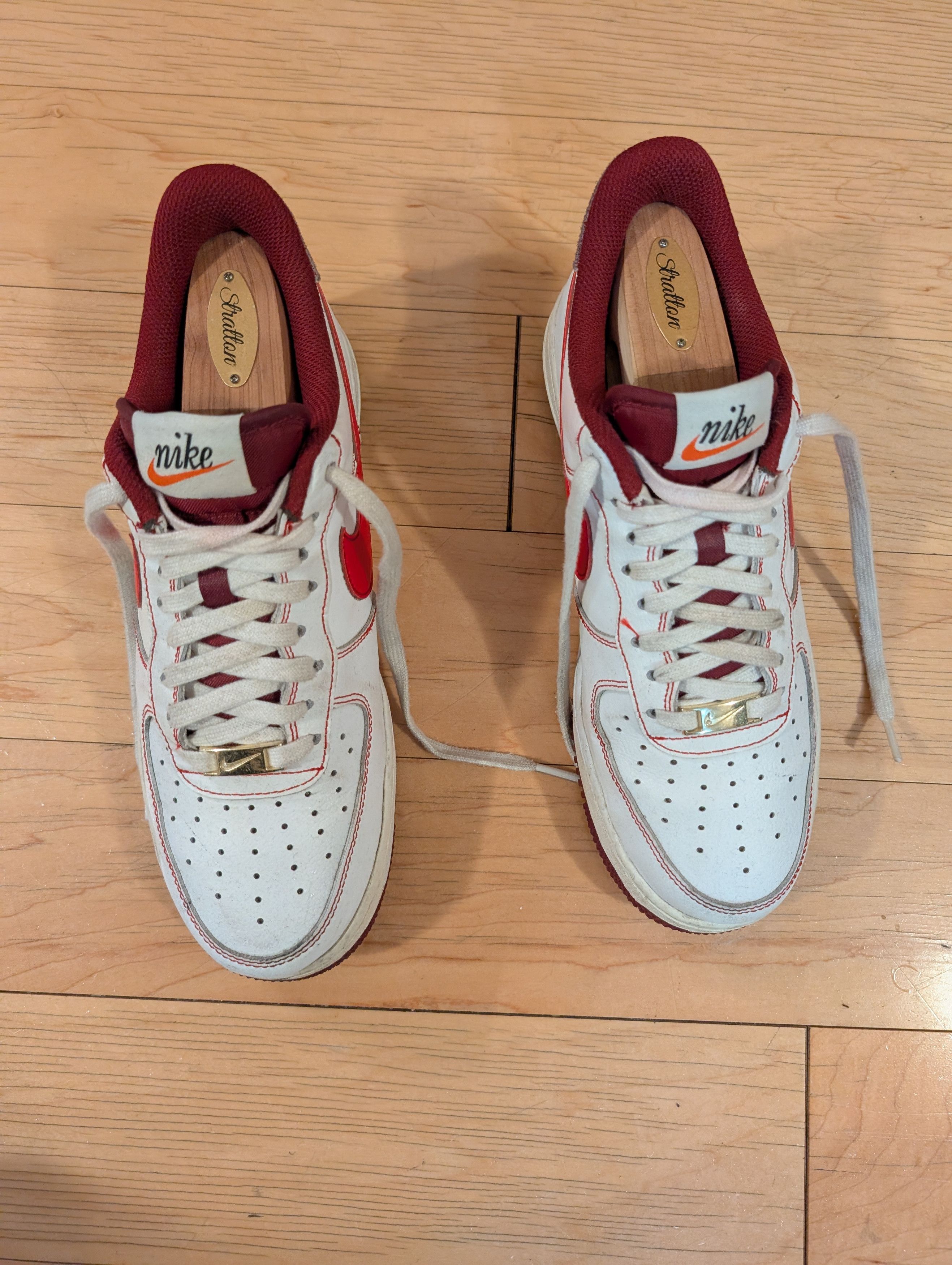 Nike Nike Air Force Ones White/Red Sneakers Size US 8 Size US 8 / EU 41 - 2 Thumbnail
