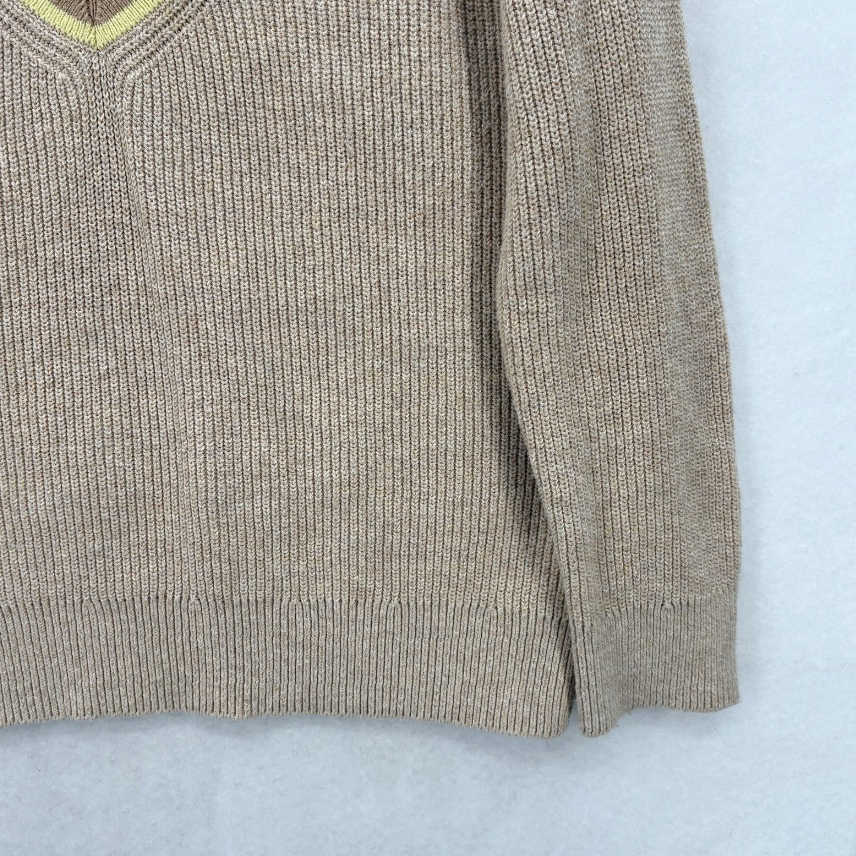 Talbots Talbots Womens 2X Beige V Neck Raglan Knit Pullover Varsity Stripe Plus Sweater Size XXL / US 16-18 / IT 52-54 - 3 Thumbnail