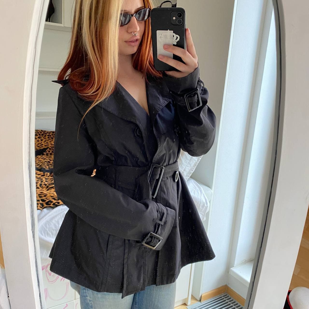 Vintage Vintage navy blue midi trench coat Size S / US 4 / IT 40 - 2 Thumbnail
