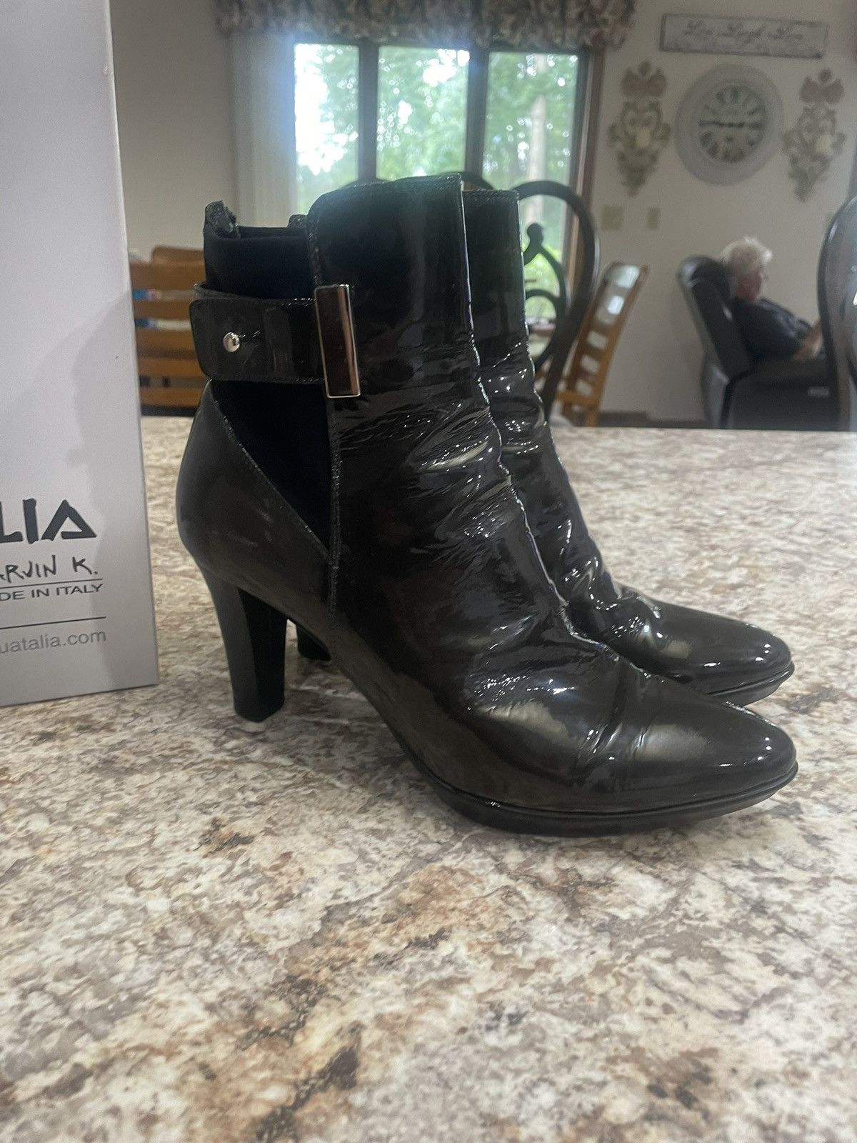 Aquatalia Aquatalia Black Leather Side Zip Royal Waterproof High Heels Size US 9 / IT 39 - 2 Thumbnail