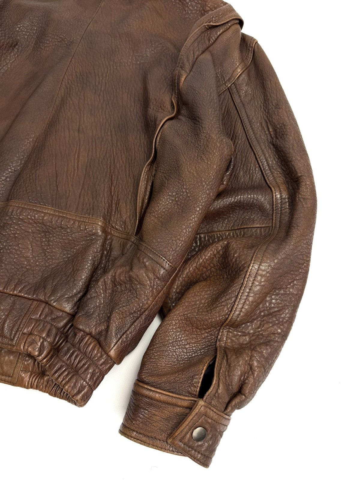 Japanese Brand St Michael Vintage Leather Aviation Bomber Jacket Japanese Size US L / EU 52-54 / 3 - 18 Thumbnail