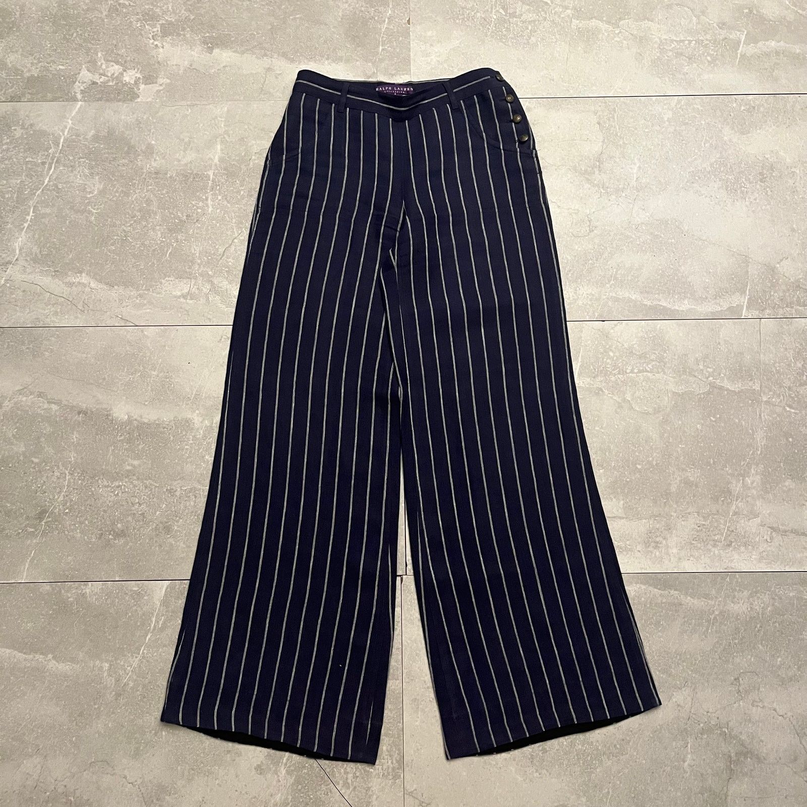 Ralph Lauren Ralph Lauren Purple Label Vintage Wool Pinstripe Pants Size 28" / US 6 / IT 42 - 1 Thumbnail