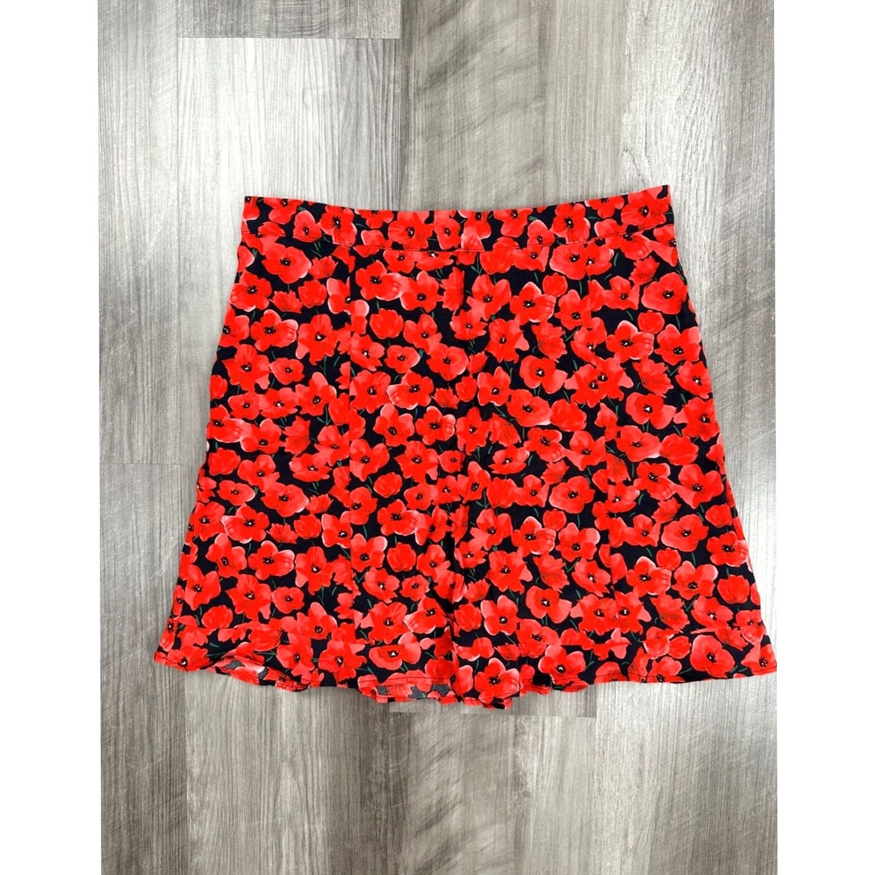 Zara ZARA Floral Print Mini Skirt Red Black Women's Small Skirt Short Size 28" / US 6 / IT 42 - 3 Thumbnail