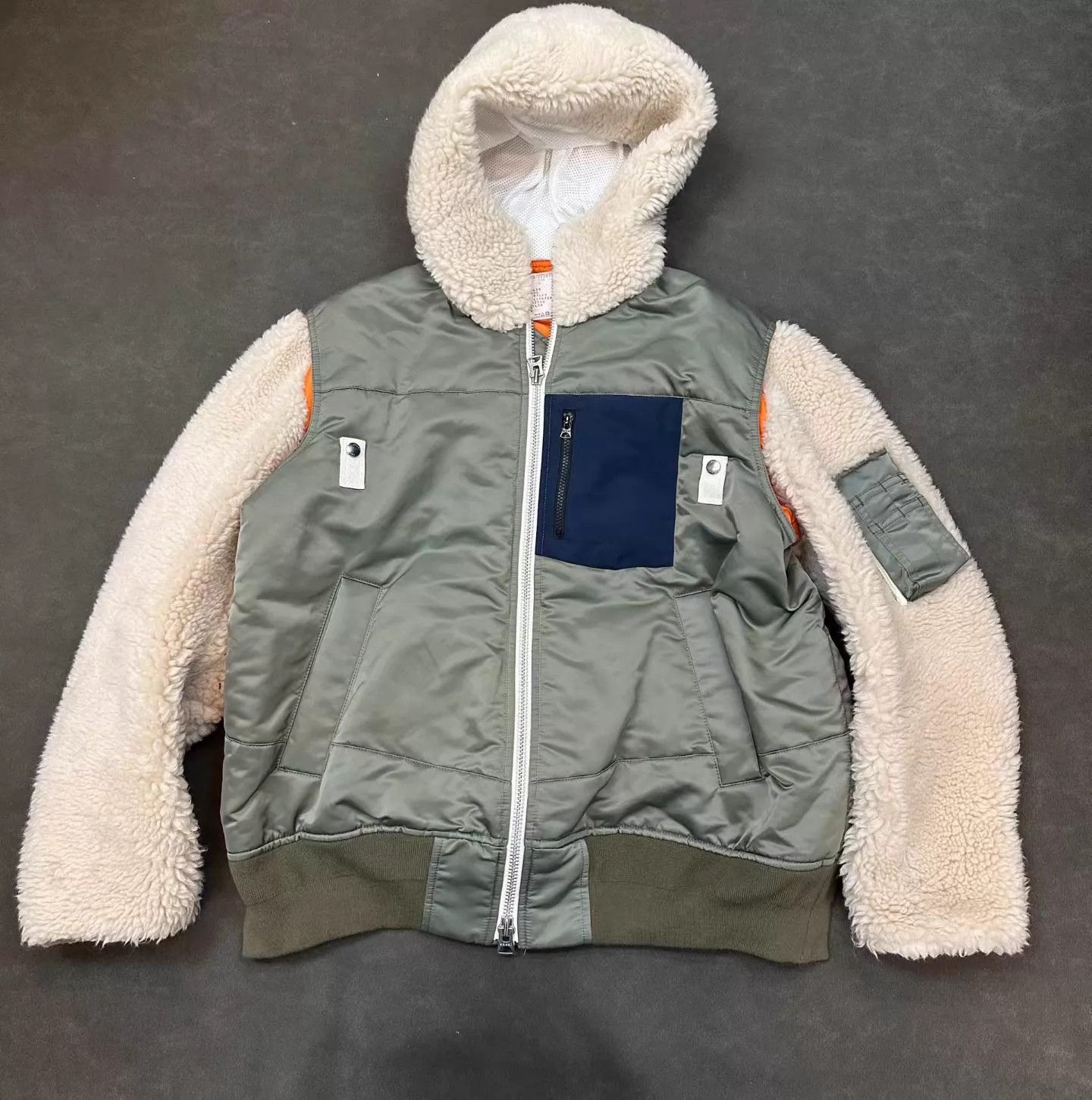 Sacai SACAI Colorblock Fleece MA1 Zip-Hooded Jacket 3 New Worn Size US L / EU 52-54 / 3 - 1 Thumbnail