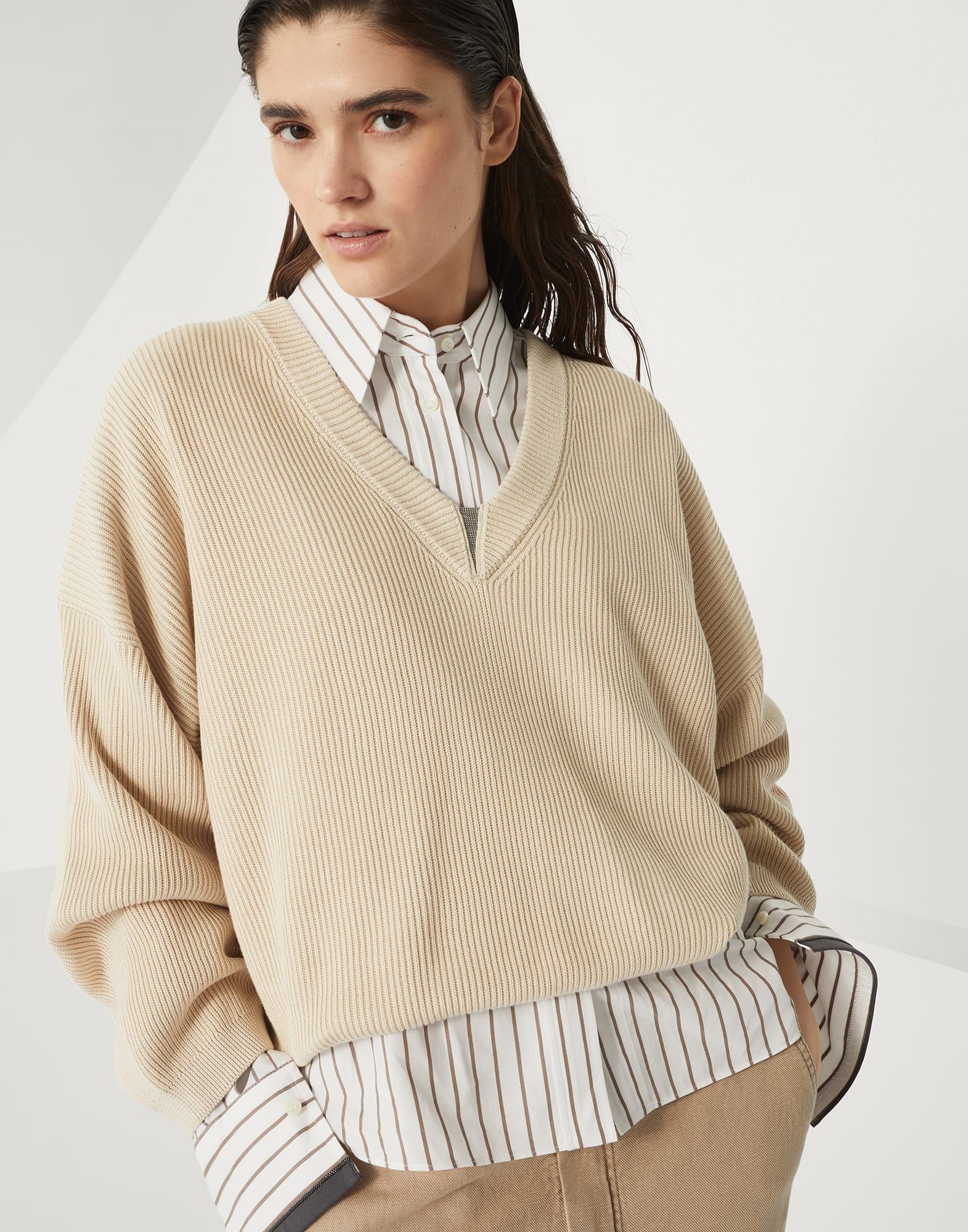 Brunello Cucinelli o1la1rc1a0326 English Rib Sweater in Butter Size S / US 4 / IT 40 - 4 Thumbnail