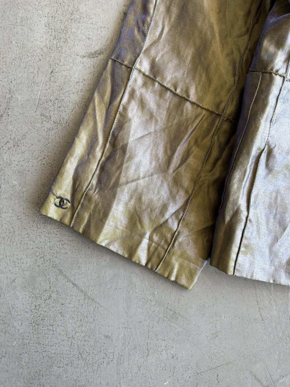 Chanel 1999 Chanel - Metallic Gold Silk Nylon Blazer Size M / US 6-8 / IT 42-44 - 8 Thumbnail