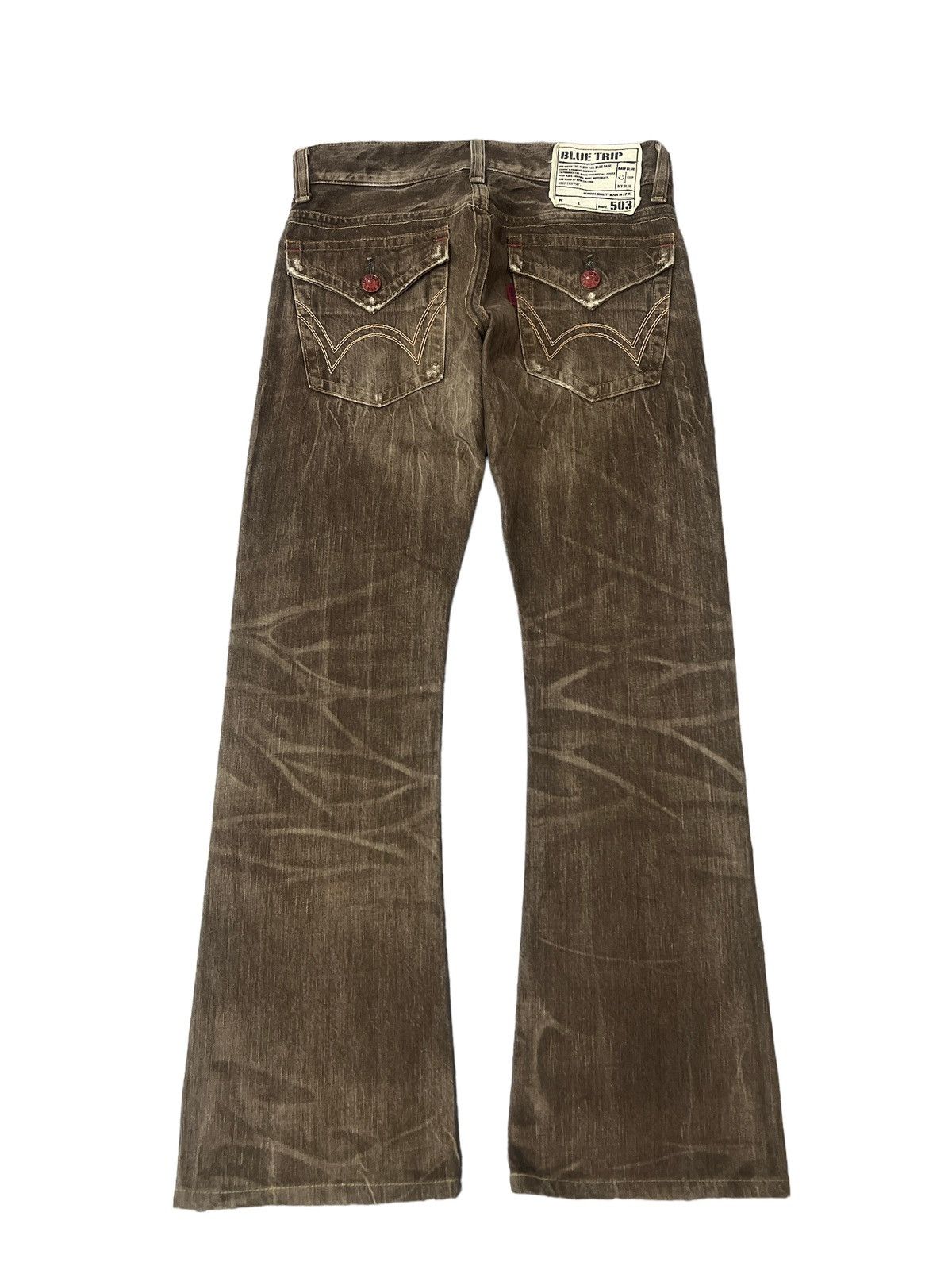 If Six Was Nine FLARED🔥EDWIN 503 BROWN FADED DISTRESSED DENIM PANT Size US 30 / EU 46 - 7 Thumbnail