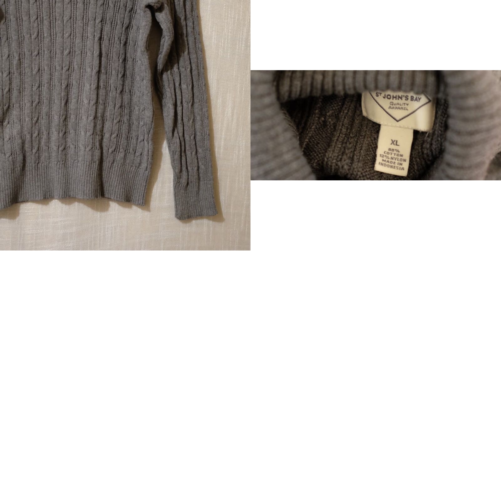 Vintage VINTAGE EUC St. John's Bay Dark Grey Cable Knit Turtle Neck Sweater Womens XL #A14-6 Size XL / US 12-14 / IT 48-50 - 8 Thumbnail