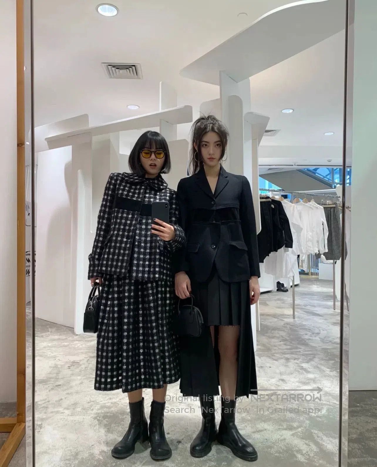 CDG by Comme des Garcons Black and White Plaid Wool Coat. Size XS / US 0-2 / IT 36-38 - 1 Thumbnail