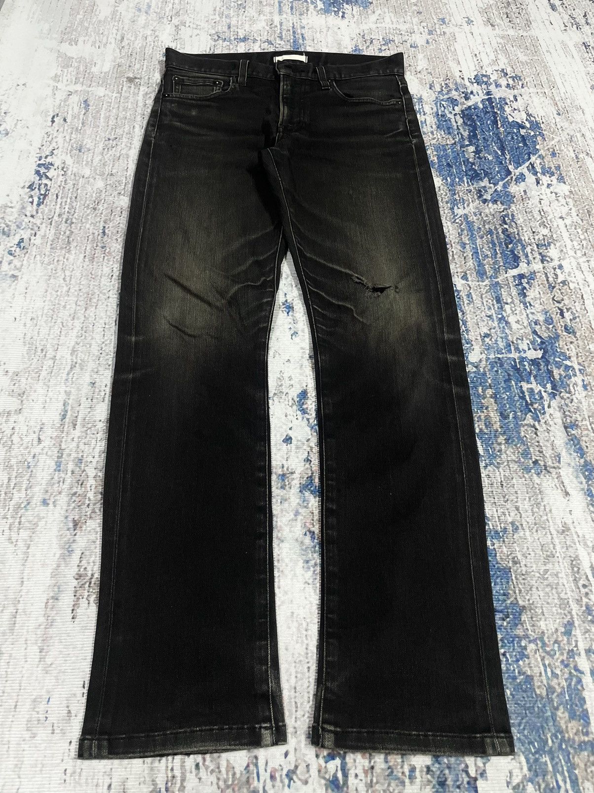 Hedi Slimane Style Uniqlo Japan Distressed Mudwash Jeans