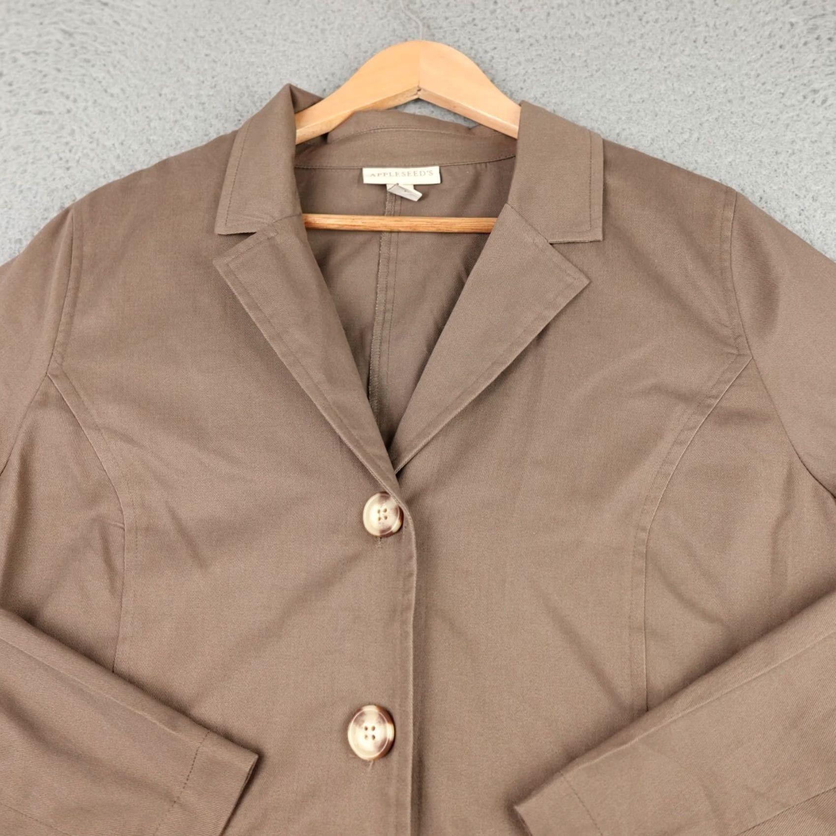 Vintage Appleseed's Womens Large Brown Button Up Blazer Jacket Pockets Preppy Size L / US 10 / IT 46 - 4 Thumbnail
