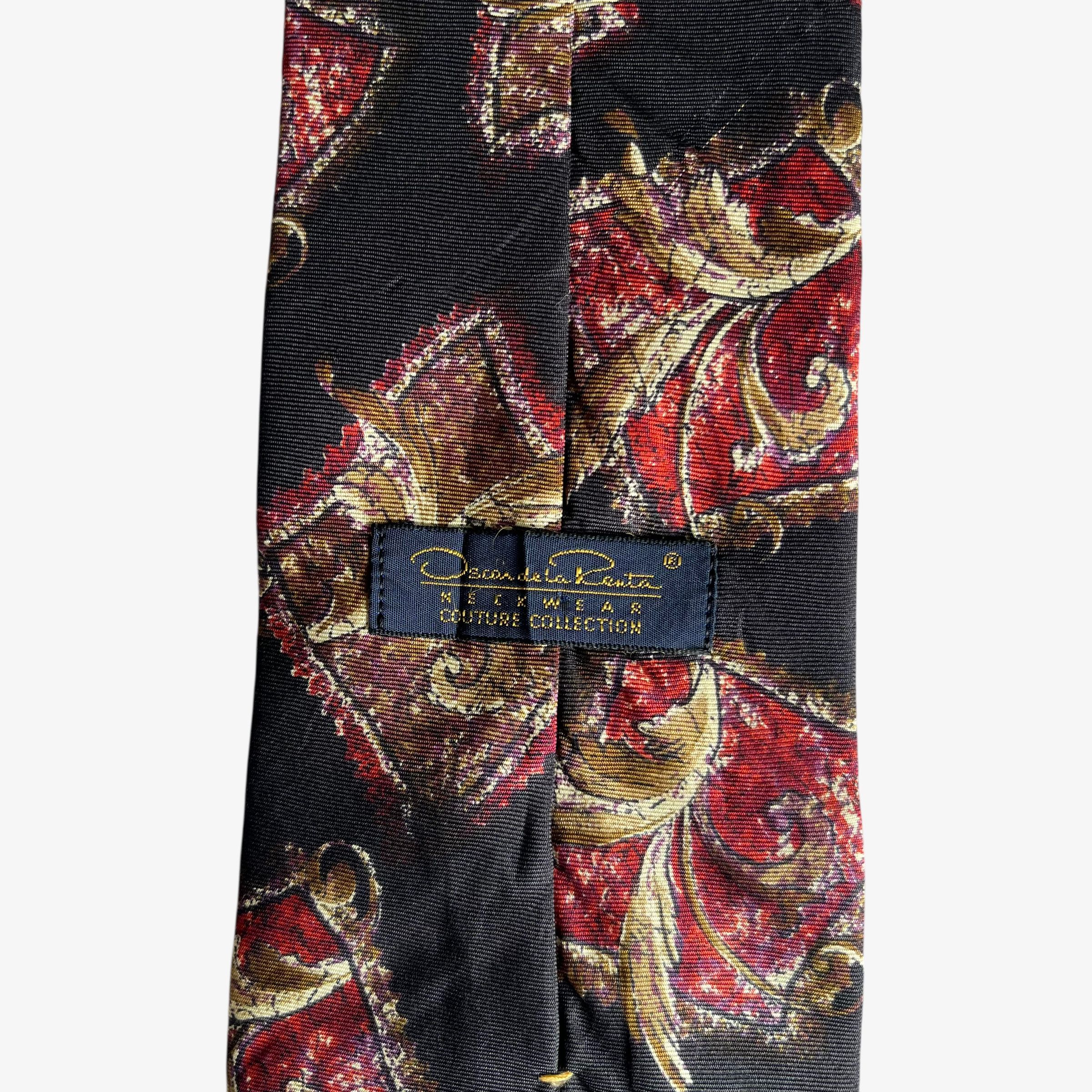 Oscar De La Renta Vintage 80s Oscar De La Renta Floral Print Black Silk Tie Size ONE SIZE - 2 Thumbnail