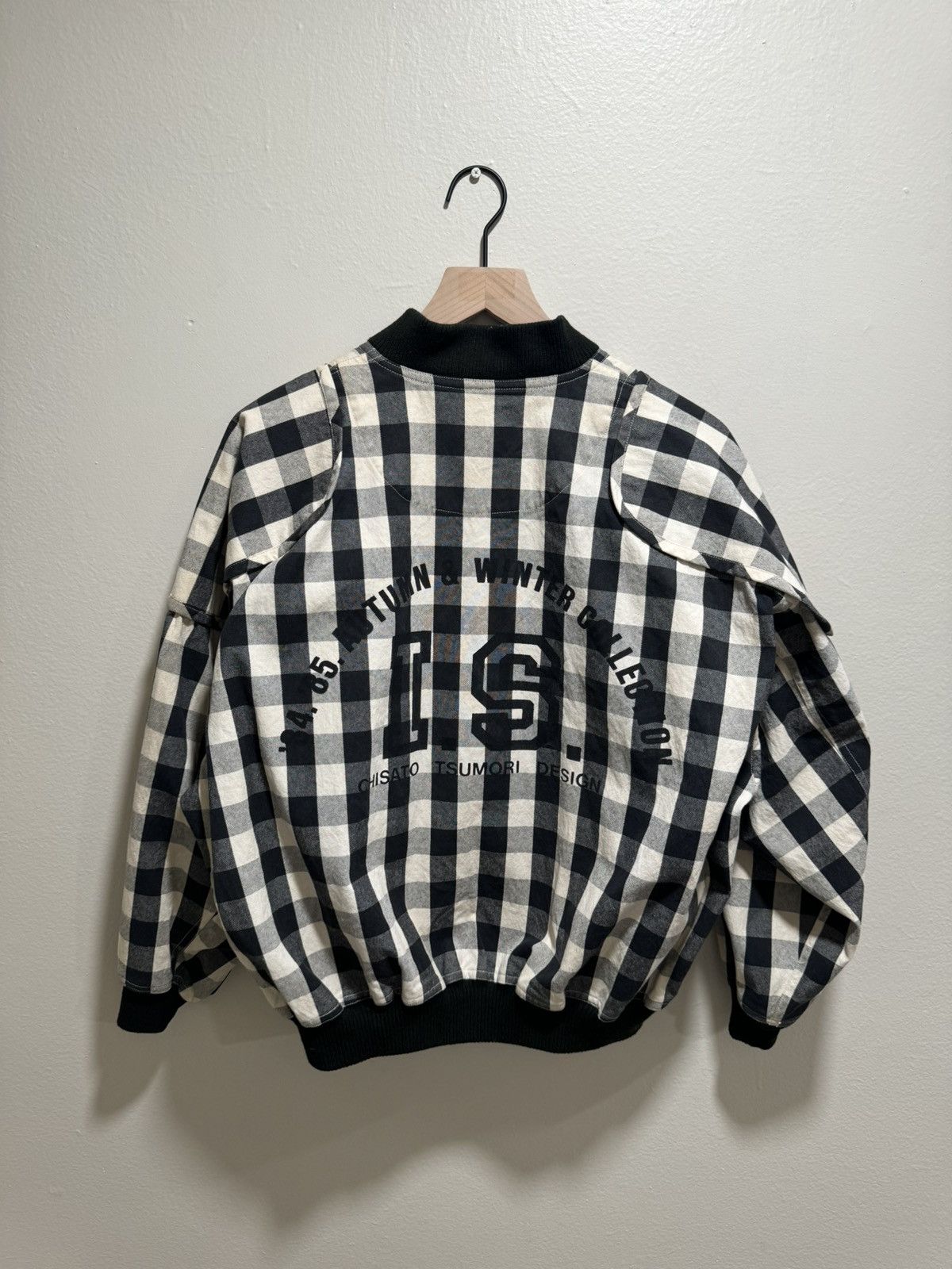 Issey Miyake 1980s iS Logo Black Check Gingham Bomber Jacket Size US L / EU 52-54 / 3 - 3 Thumbnail