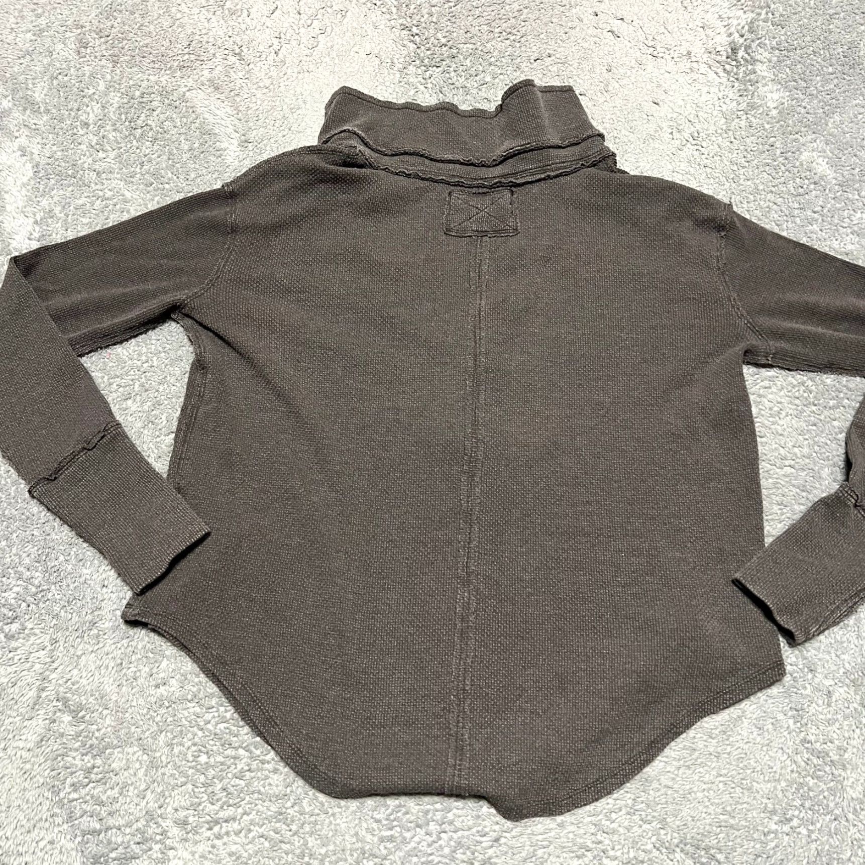 Free People We the Free People Shirt Womens Small Anakin Thermal Gray Oversized Boho Knit Size S / US 4 / IT 40 - 3 Thumbnail