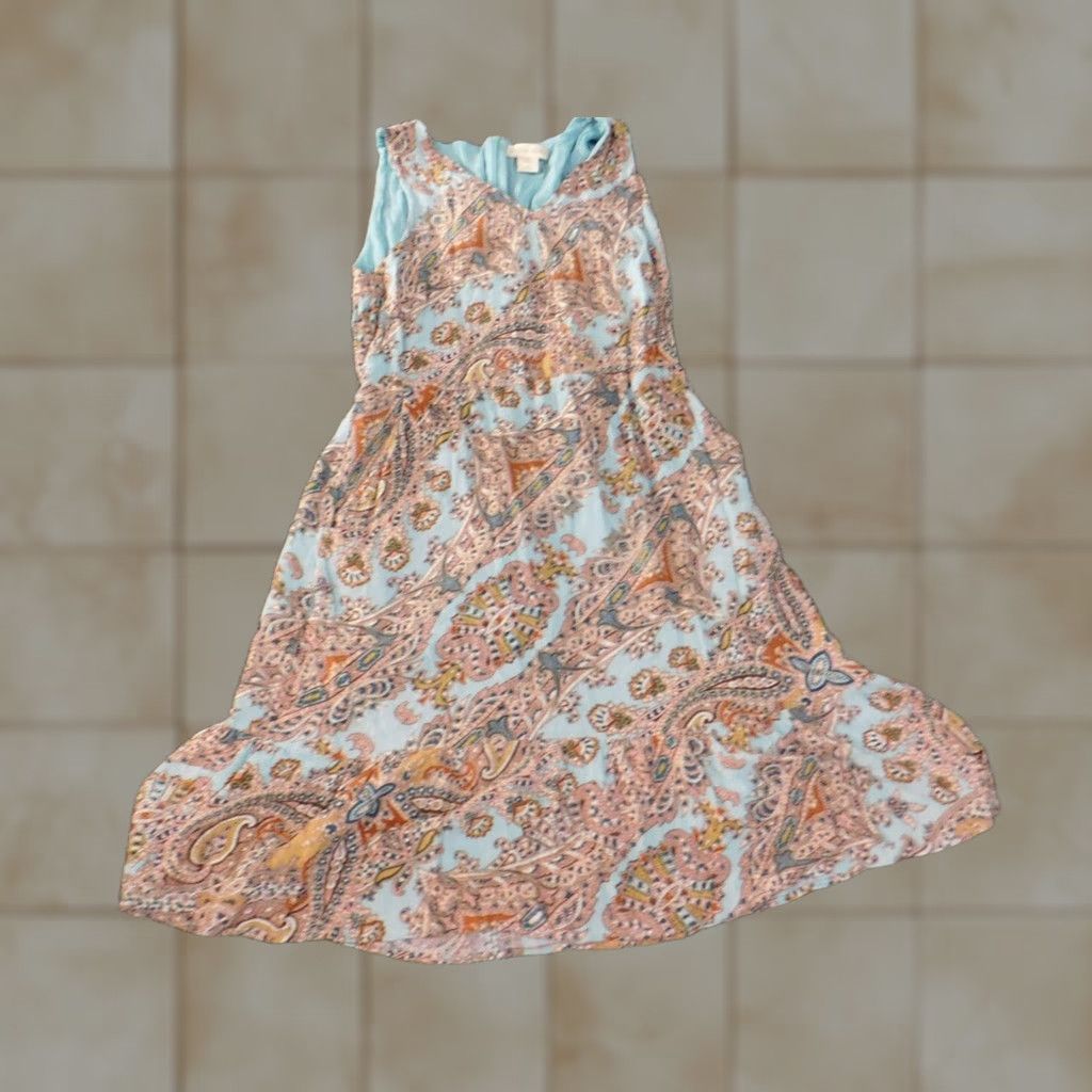 Cynthia Rowley Cynthia Rowley Dress A-Line Sleeveless Blue Rayon Zip Crew Neck 10 Women’s Regular Floral Pattern Size L / US 10 / IT 46 - 1 Thumbnail