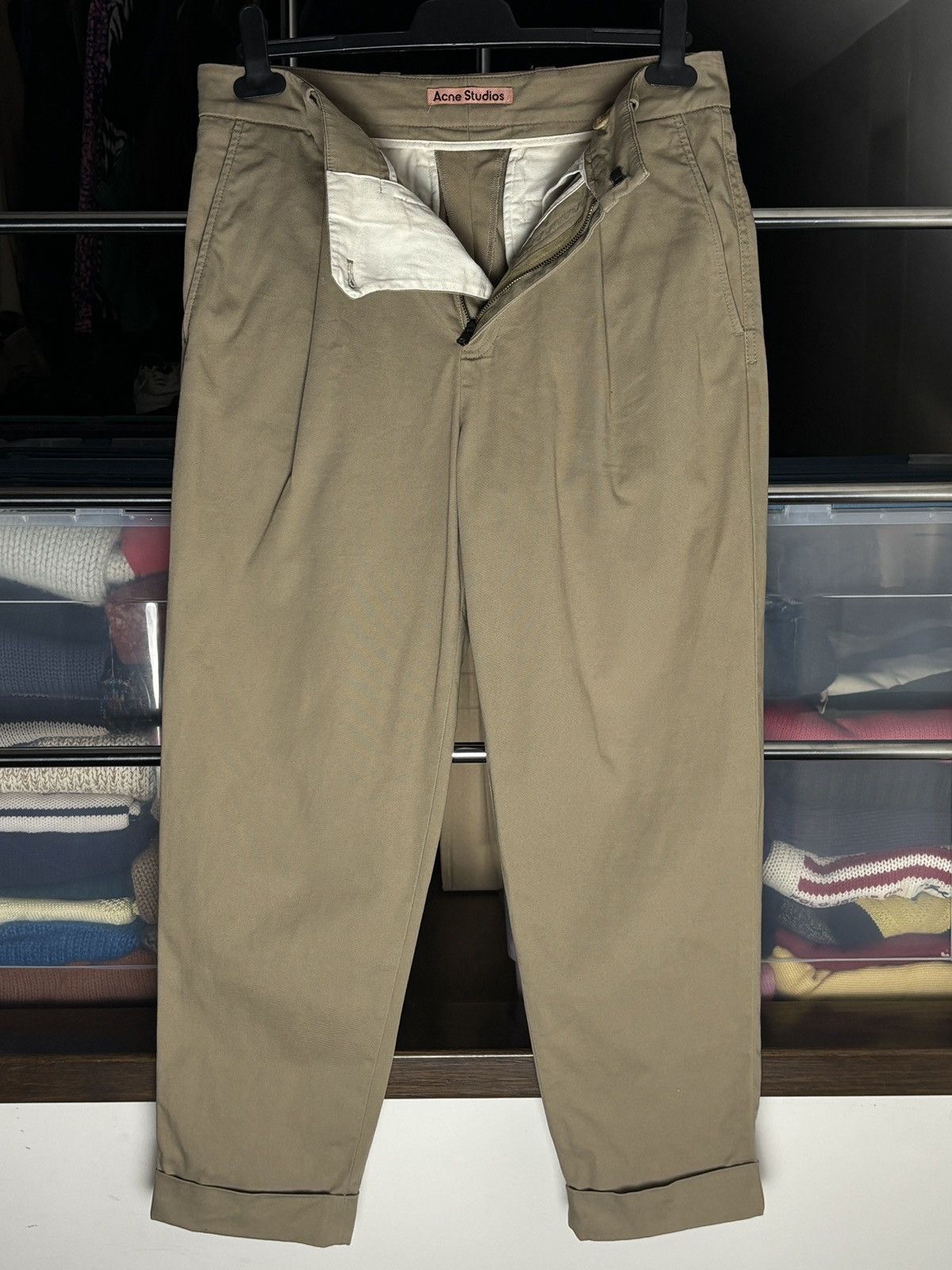 Acne Studios Acne Studios Beige Pleated Chino Pants Size US 32 / EU 48 - 6 Thumbnail