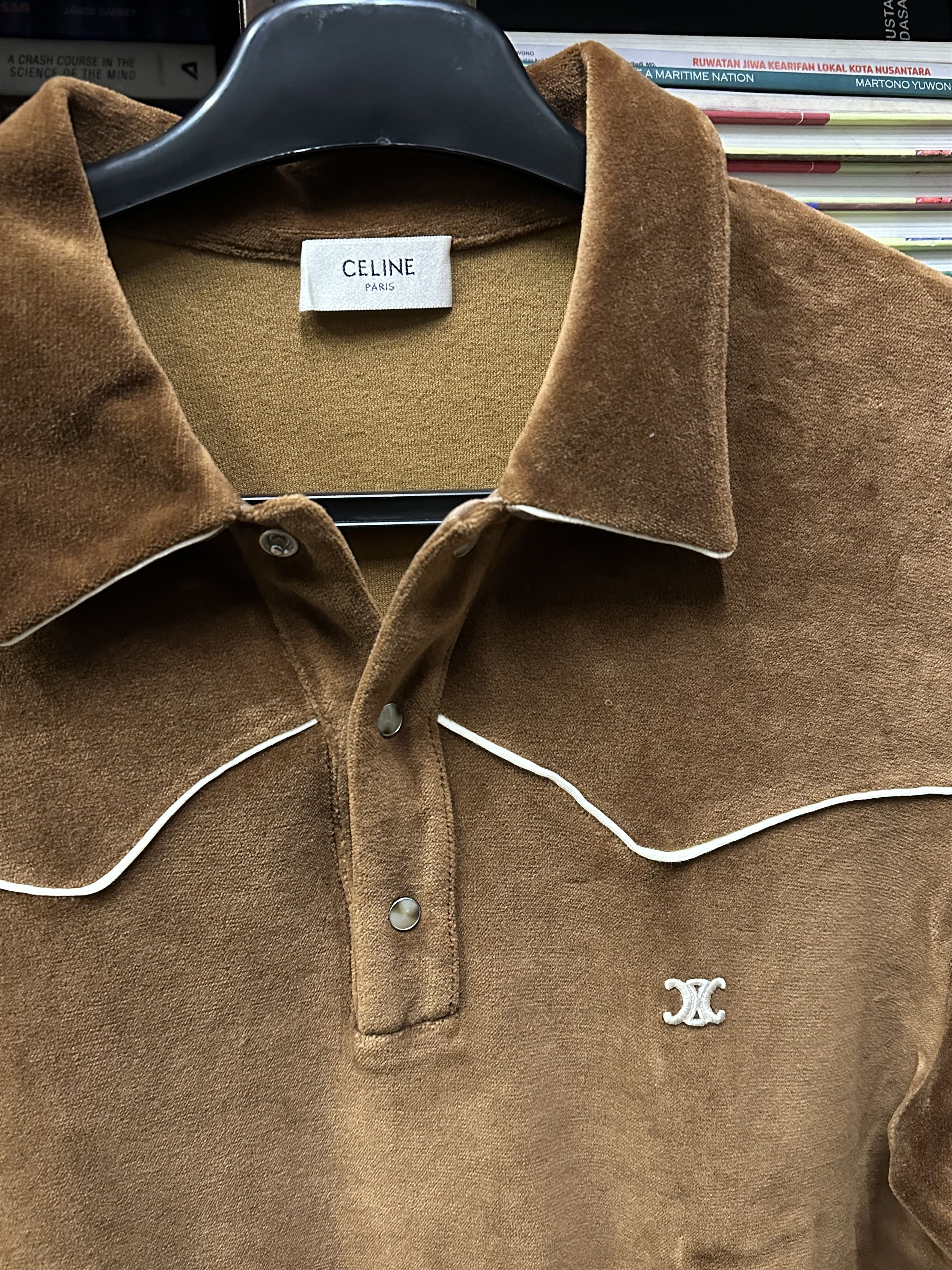 Celine Celine Velour Polo Size US S / EU 44-46 / 1 - 3 Thumbnail