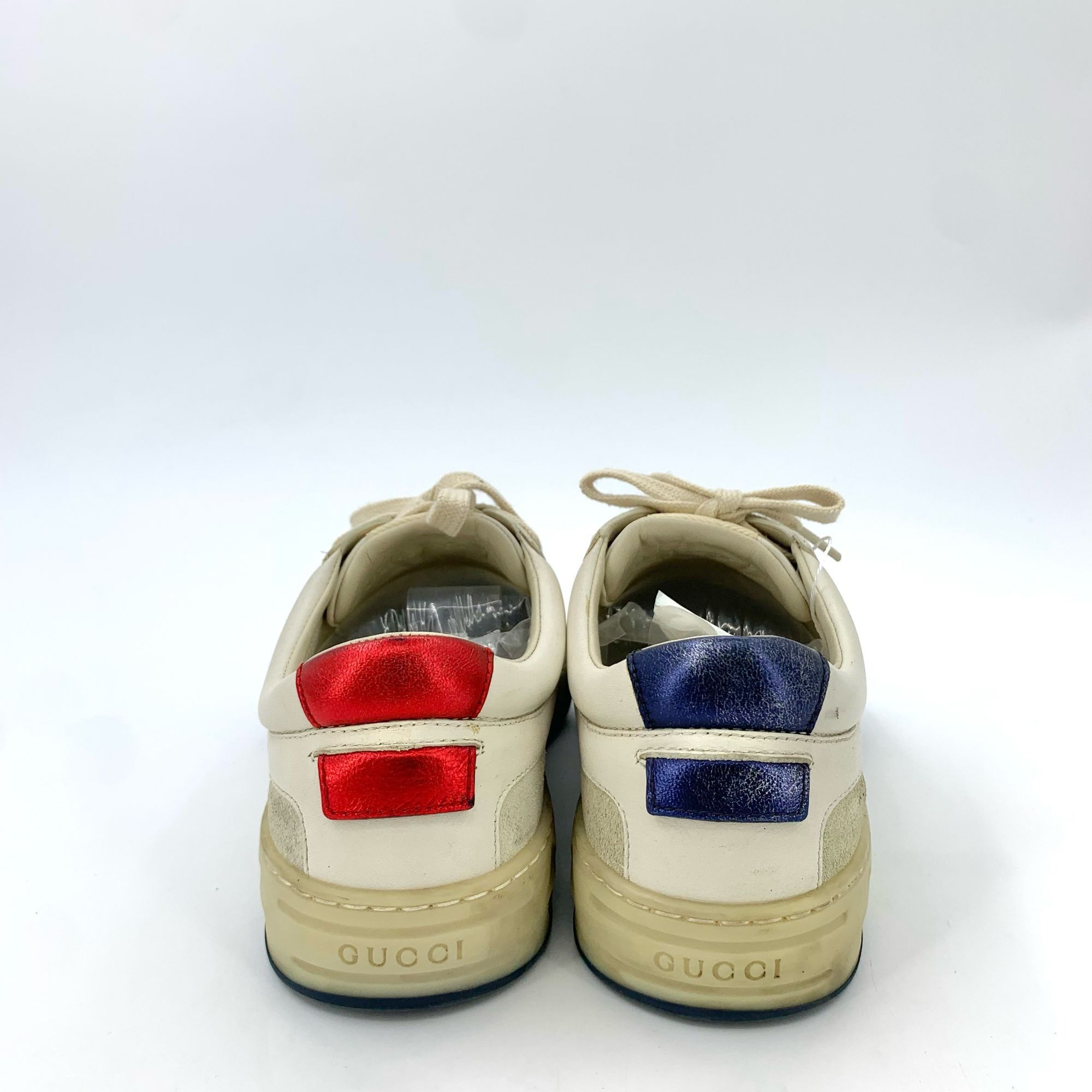 Gucci Gucci White & Red/Blue Colorblocked Lace-Up Sneakers (Size 3 Size US 6.5 / EU 39-40 - 7 Thumbnail