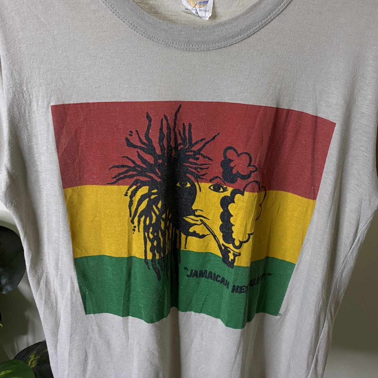 Vintage 1980s Jamaican Rastafari Reggae Bob Marley Inspired Tshirt Size US M / EU 48-50 / 2 - 2 Thumbnail