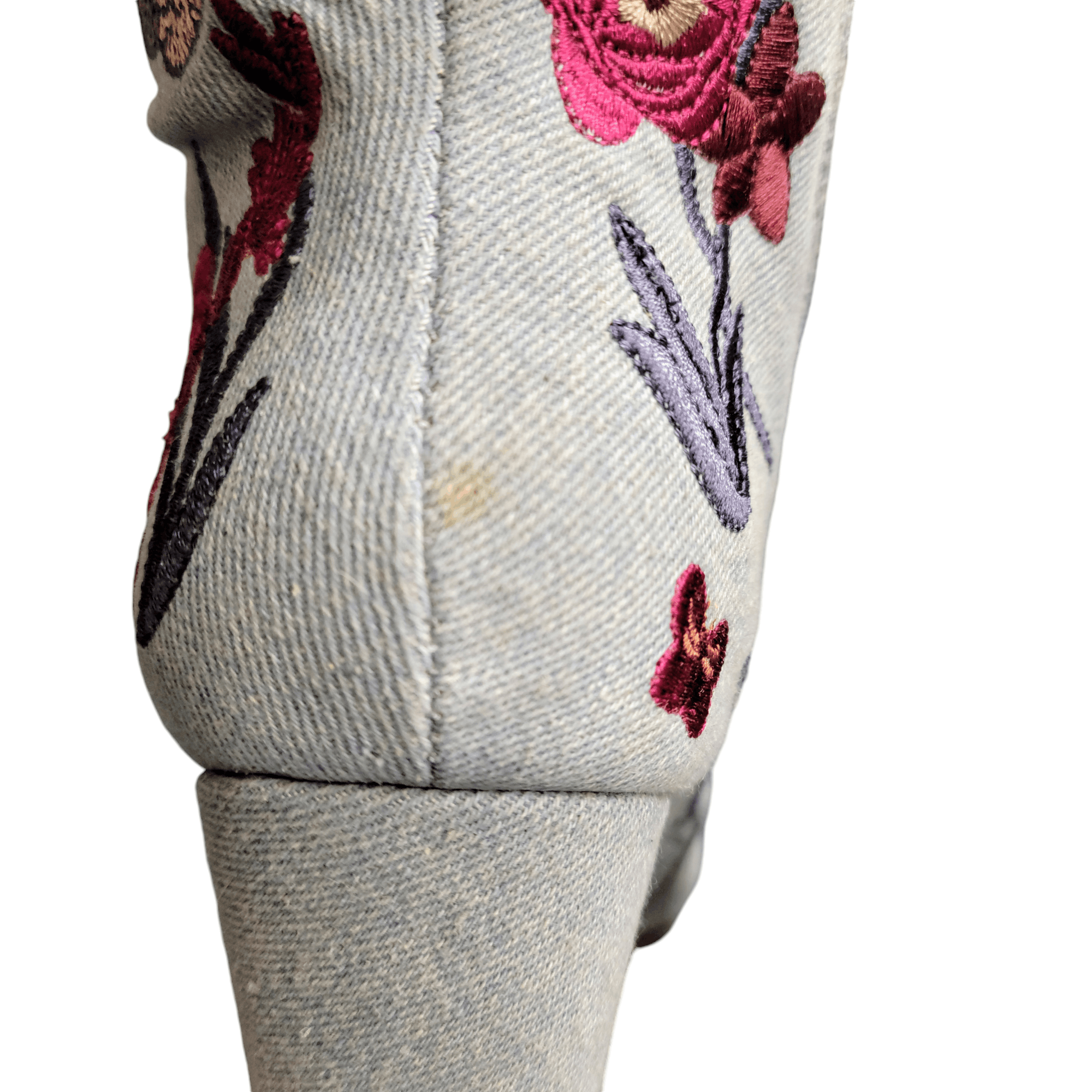 United Bamboo Bamboo Blue Embroidered Flowers & Butterfly Heeled Booties Size US 8 / IT 38 - 7 Thumbnail