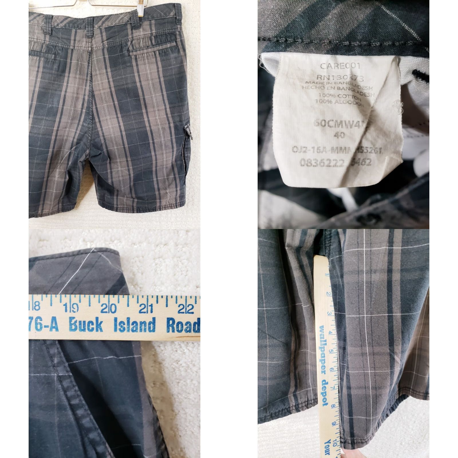 Wrangler Wrangler Men's 40 Flat-Front Relax Comfort-Fit Cargo Shorts Black Brown Plaid Size US 40 / EU 56 - 8 Thumbnail