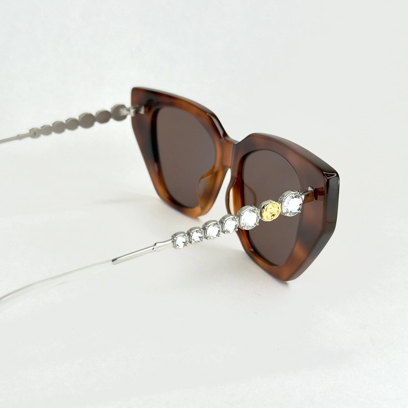 Gucci GUCCI GG0641S STAR 0641 Silver Brown Stud Sunglasses 003 Size ONE SIZE - 3 Thumbnail