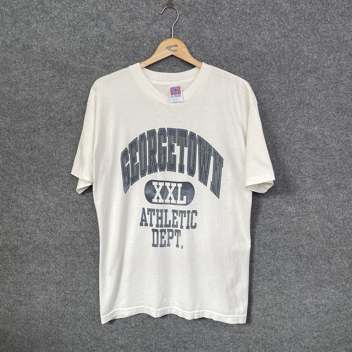 Image of American College x Vintage 90's Georgetown Hoyas University Tee in White, Men's (Size Large)