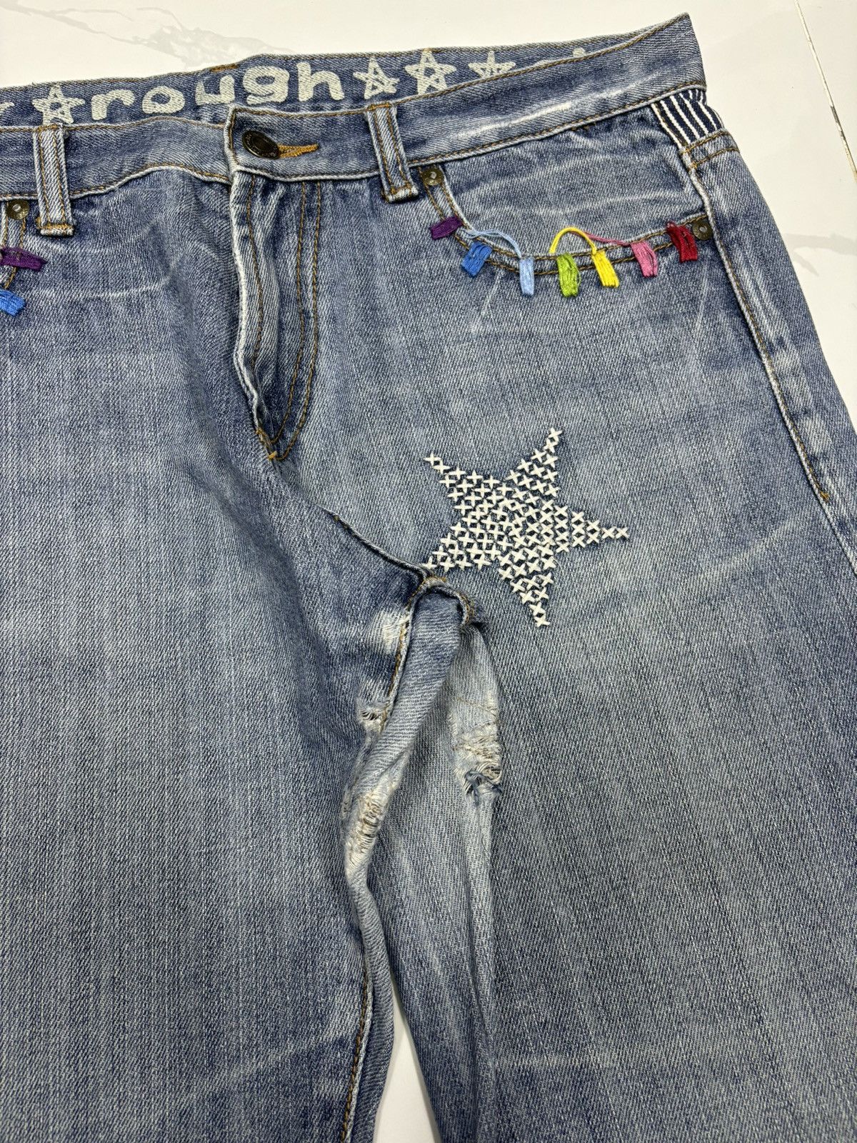 Other 🔥Vintage UNION MADE Patchwork Distressed Denim Jeans Size US 34 / EU 50 - 10 Thumbnail