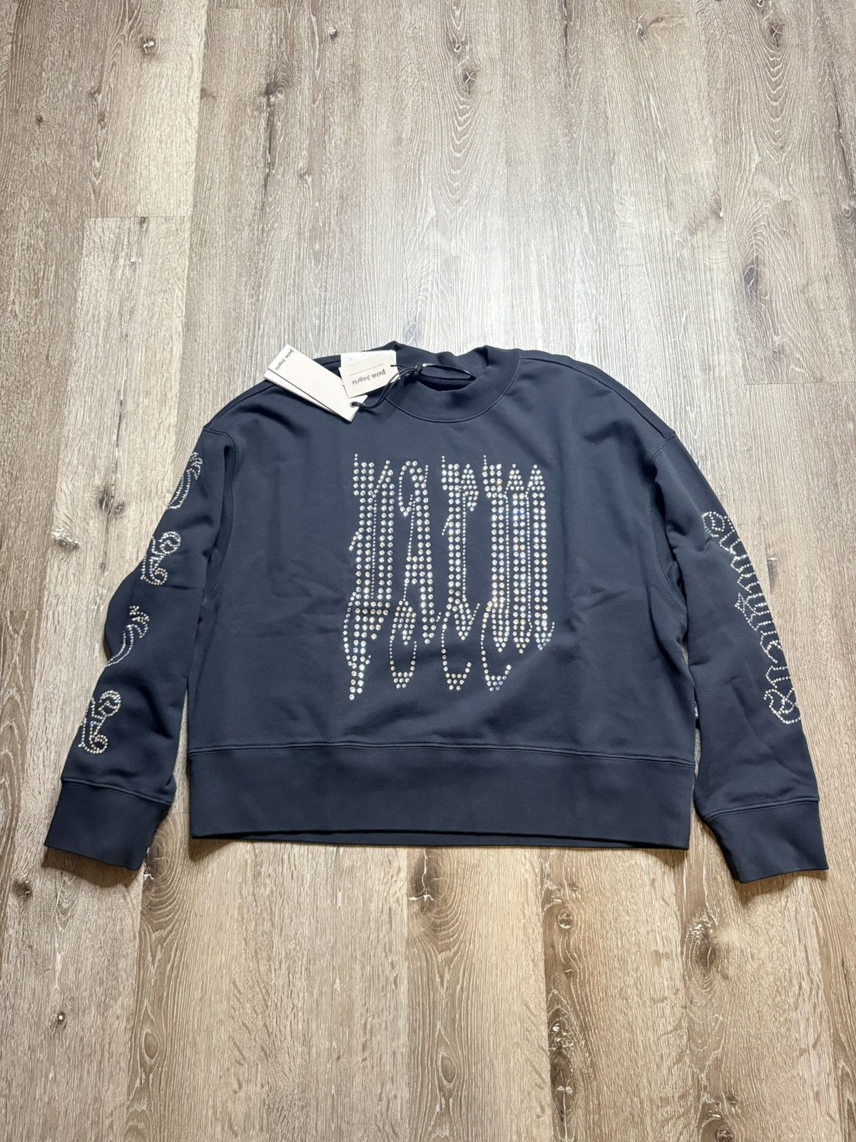 Palm Angels Palm Angels Rhinestone Studded Gothic Crewneck Size US S / EU 44-46 / 1 - 1 Thumbnail