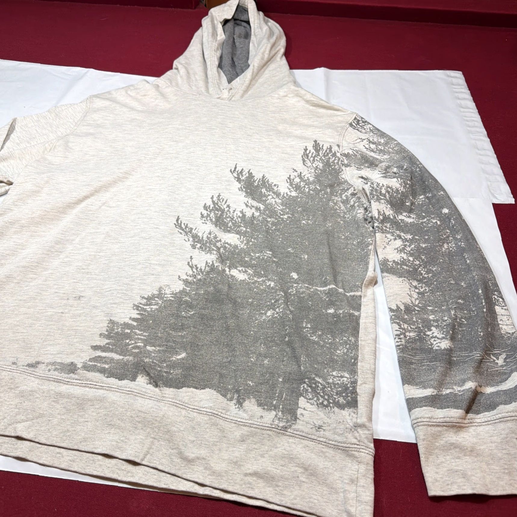 American Eagle Outfitters American Eagle XL Men Hoodie Pullover Gray Forest Print Trees Size US XL / EU 56 / 4 - 4 Thumbnail