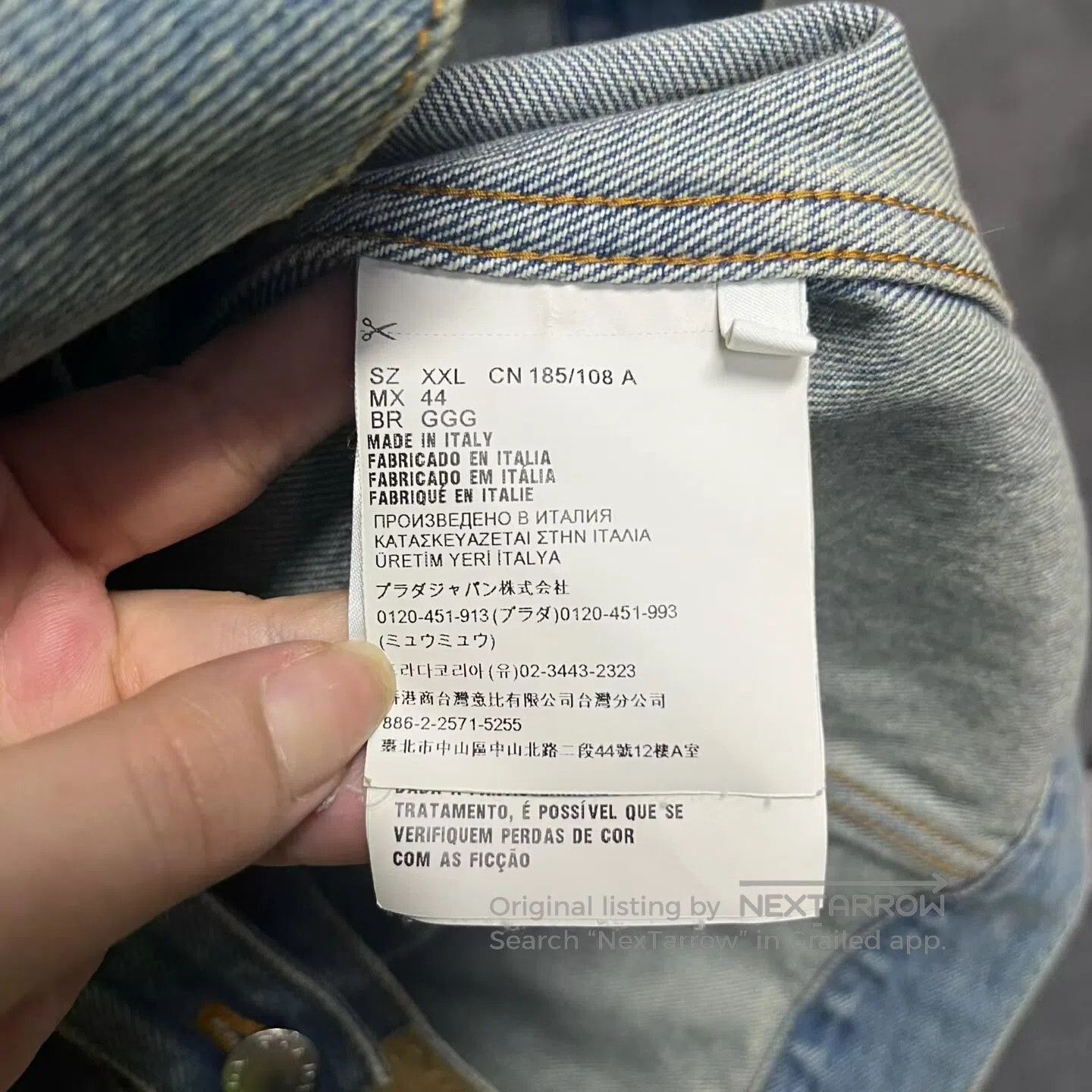 Louis Vuitton Louis Vuitton Worn-out round-neck, waist-tight denim jacke Size US XXL / EU 58 / 5 - 3 Thumbnail