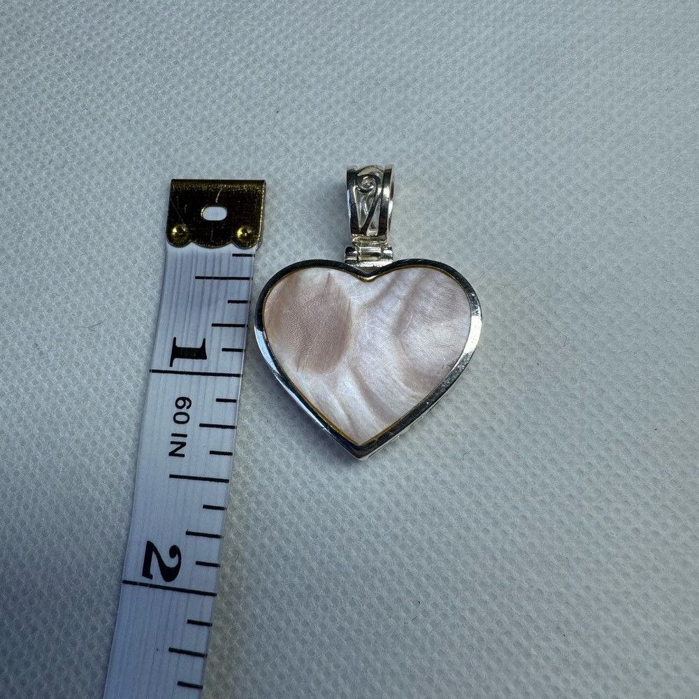 Other Vintage 925 Sterling Silver Pearl Heart Pendant Size ONE SIZE - 8 Thumbnail