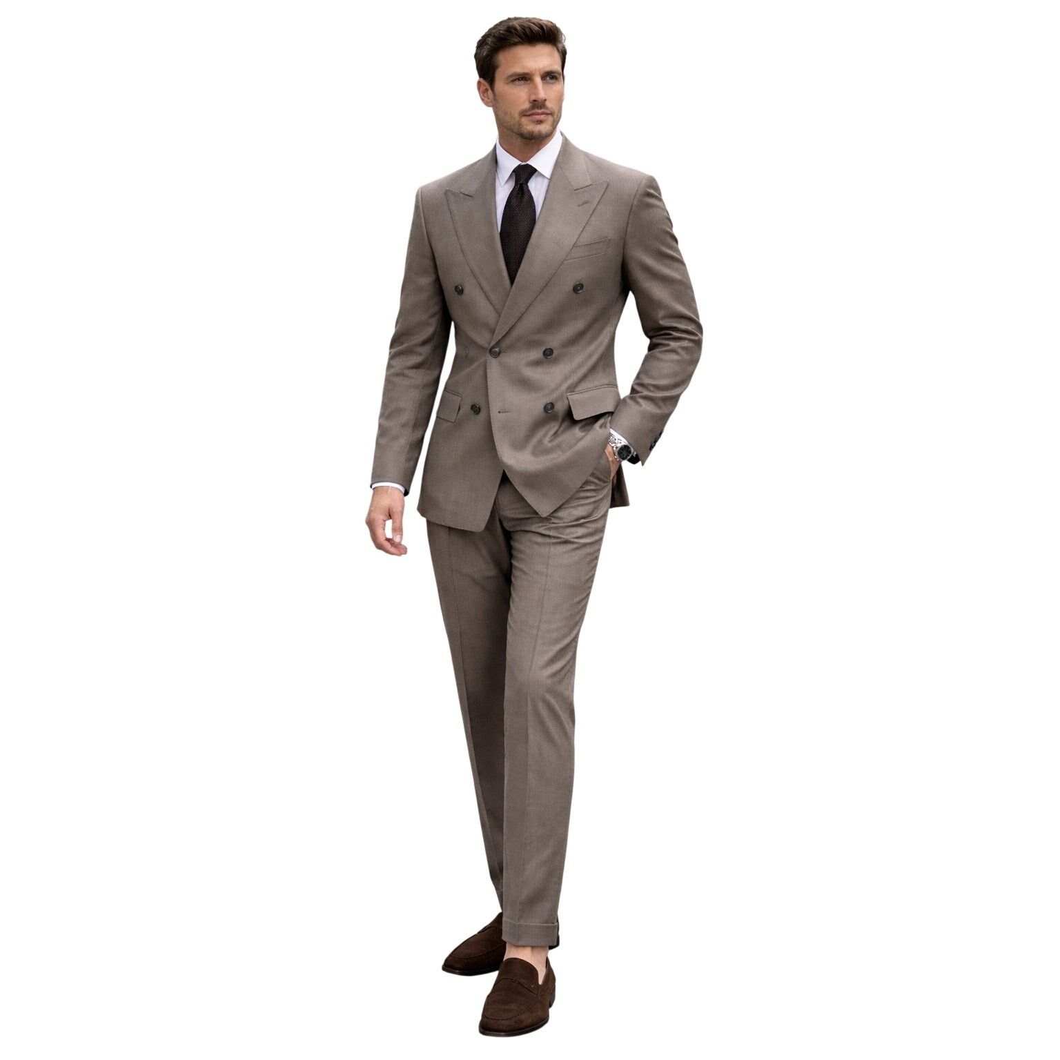 Albert Nipon Albert Nipon for John Wanamaker Taupe/Stone Wool Suit 37R Size 38R - 1 Thumbnail