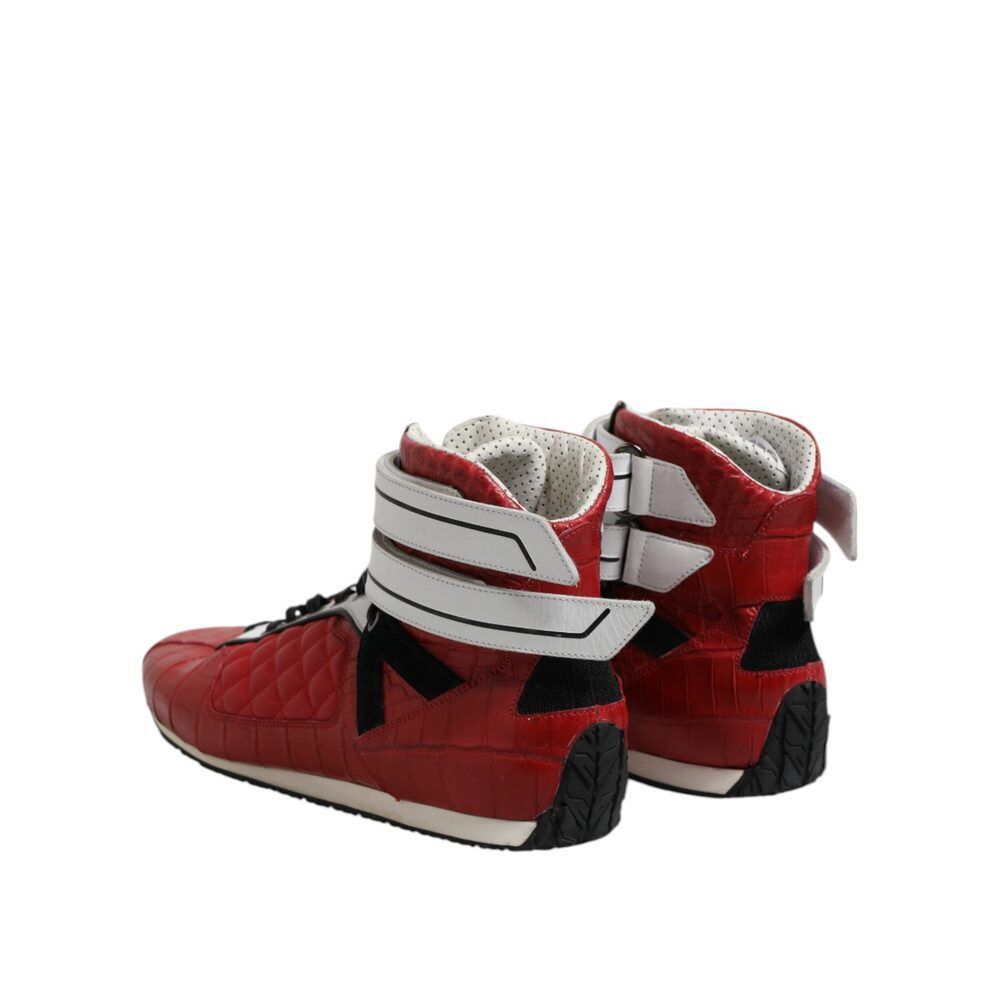 Dolce & Gabbana Dolce & Gabbana Red Quilted Leather Lace Up Sneakers Shoes Size US 11 / EU 44 - 5 Thumbnail