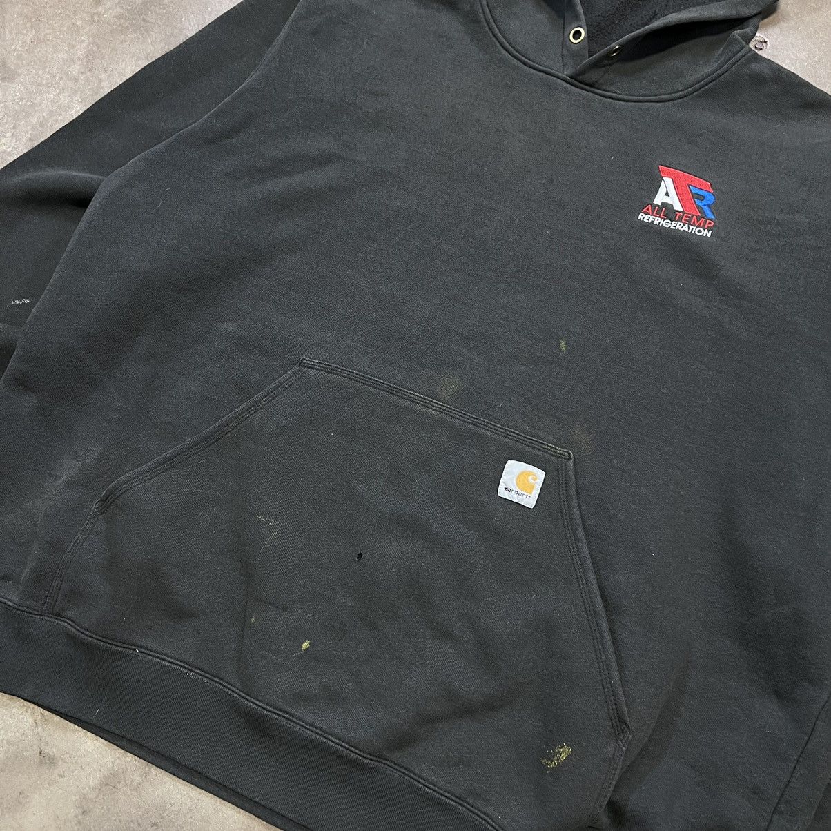 Carhartt × Vintage Vintage Y2K Carhartt Sweatshirt Hoodie Faded Black Oversized Size US XXL / EU 58 / 5 - 4 Thumbnail